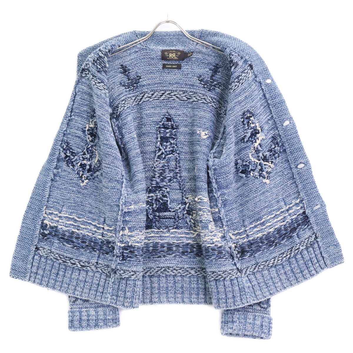 RRL ダブルアールエル アンカーボタン 本藍染め ハンドニット ショールカラー カーディガン トップス