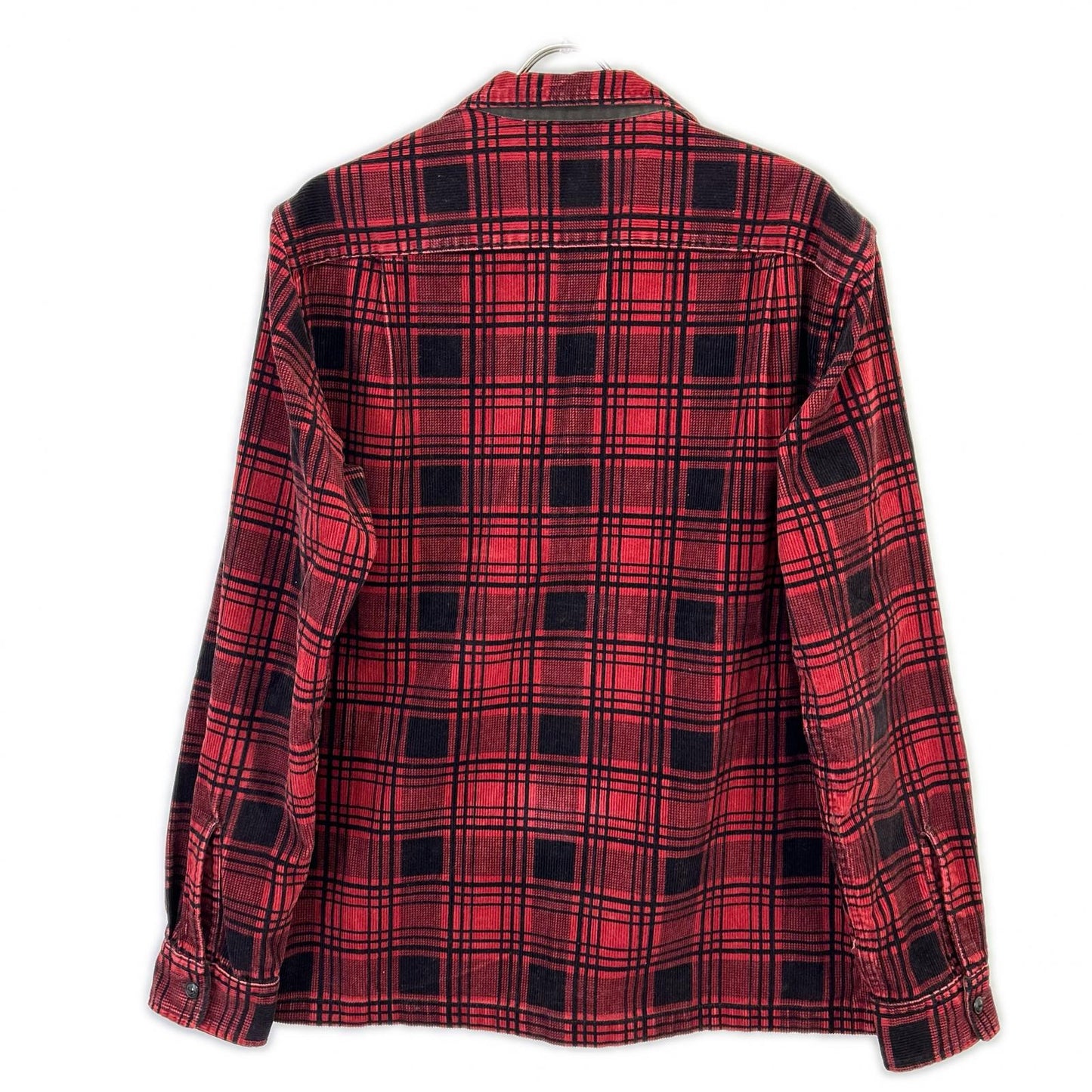 RRL ダブルアールエル レッド×ブラック チェックパターン コーデュロイ オープンカラーシャツ トップス