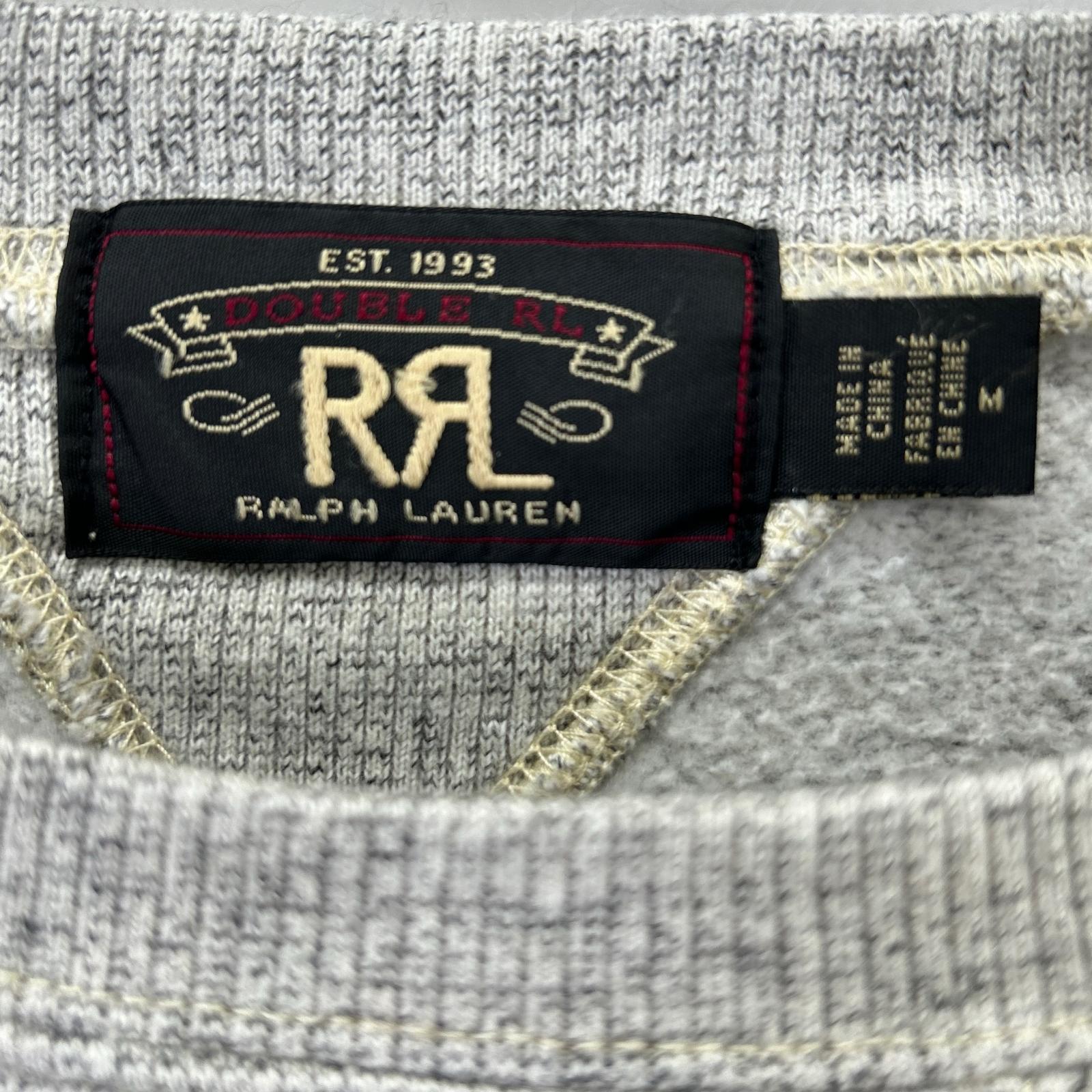 RRL ダブルアールエル グレー コットン Vガゼット クルーネック