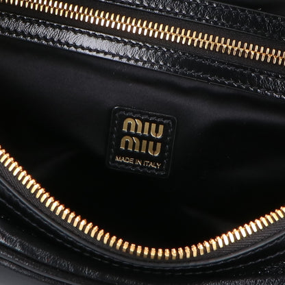 MIUMIU ミュウミュウ 新品同様 25AW 5BB182 2IEO ソフトシャインカーフ レタリングロゴ トップハンドルバッグ ハンドバッグ