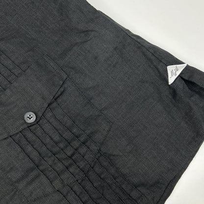 Massimo d'Augusto マッシモダウグスト MOMTEX ブラック リネン プリーツ加工 4ポケットキューバシャツ トップス