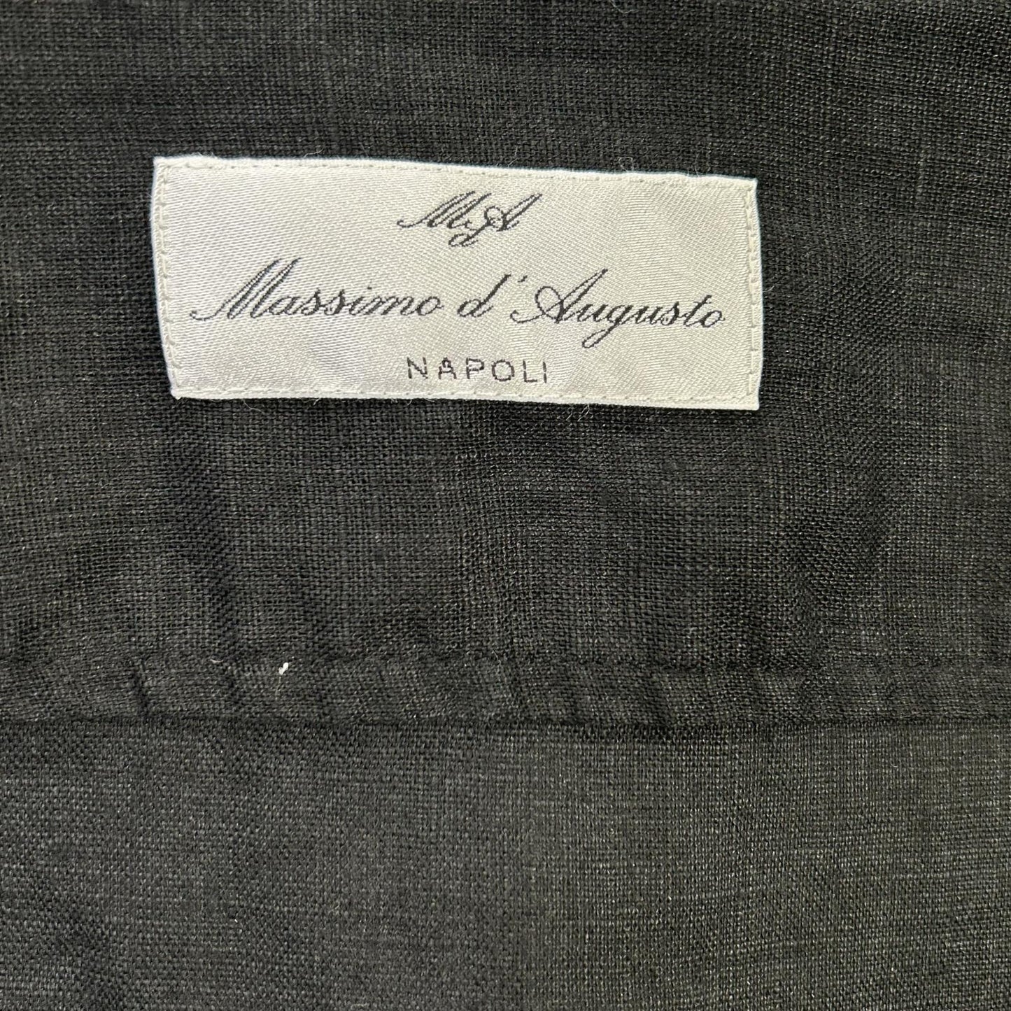 Massimo d'Augusto マッシモダウグスト MOMTEX ブラック リネン プリーツ加工 4ポケットキューバシャツ トップス