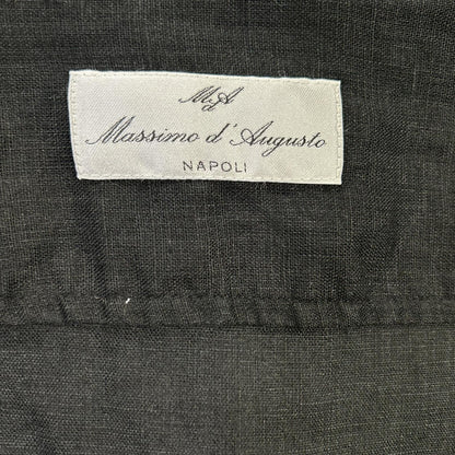 Massimo d'Augusto マッシモダウグスト MOMTEX ブラック リネン プリーツ加工 4ポケットキューバシャツ トップス