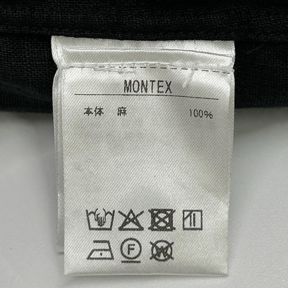 Massimo d'Augusto マッシモダウグスト MOMTEX ブラック リネン プリーツ加工 4ポケットキューバシャツ トップス