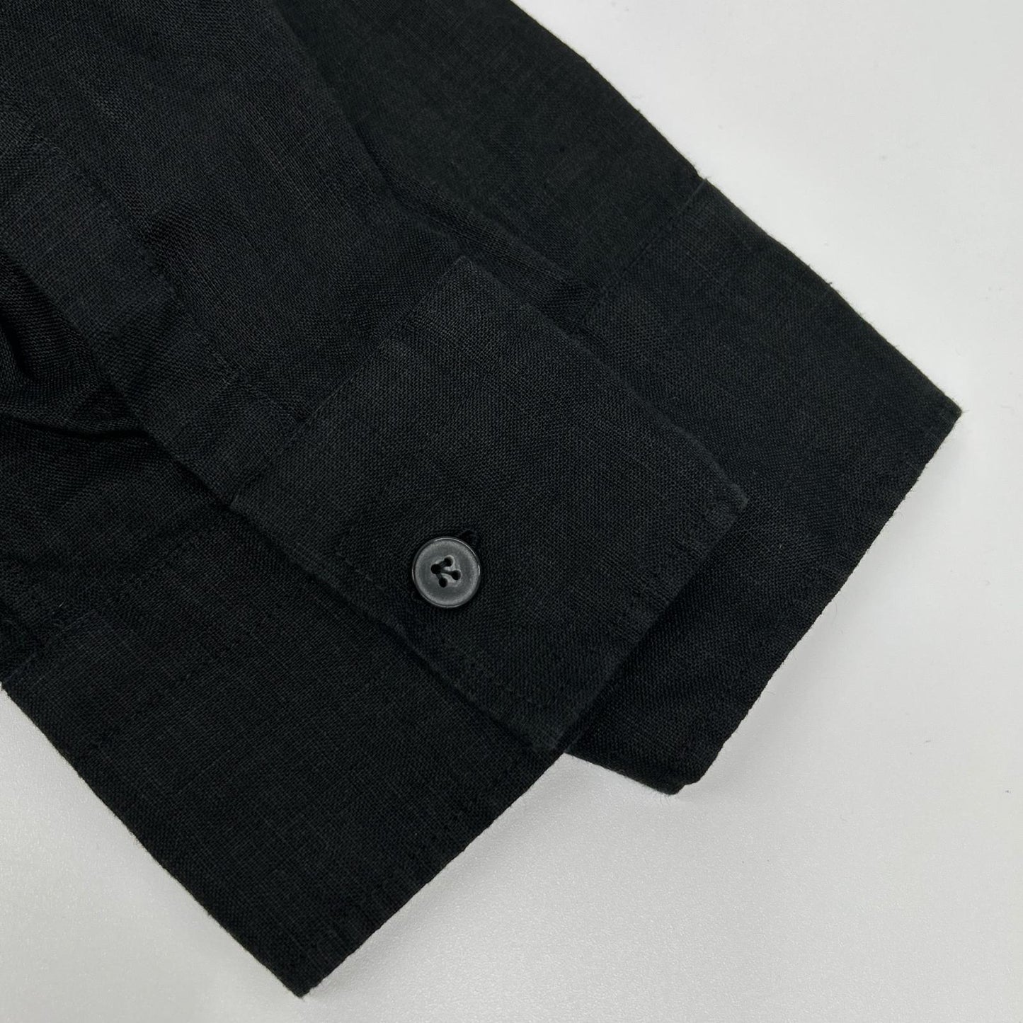 Massimo d'Augusto マッシモダウグスト MOMTEX ブラック リネン プリーツ加工 4ポケットキューバシャツ トップス