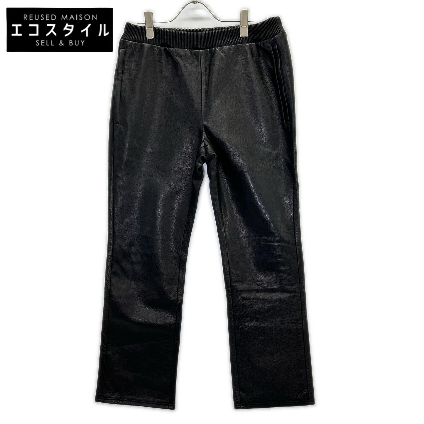 MOSSIR モシール MOPT023 ブラック クロム鞣しステアハイド LENDER LEATHER PANTS/ウォッシャブルレザードローストリングパンツ ボトムス