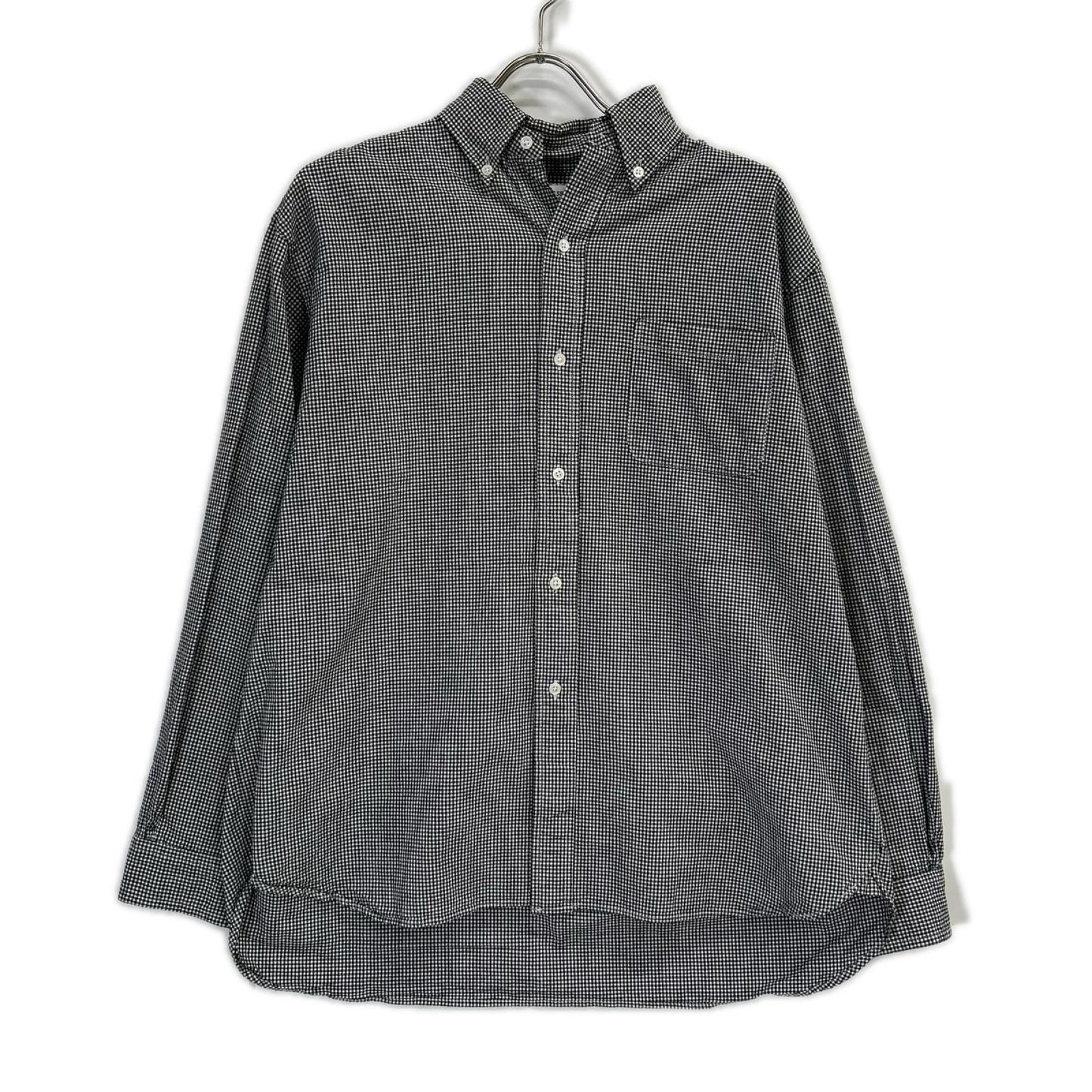 【SAMMLER SHIRT MAKERS ザムラーシャツメーカーズ】110-572-02 ブラック×ホワイト コットン ギンガムチェックボタンダウンシャツ トップス