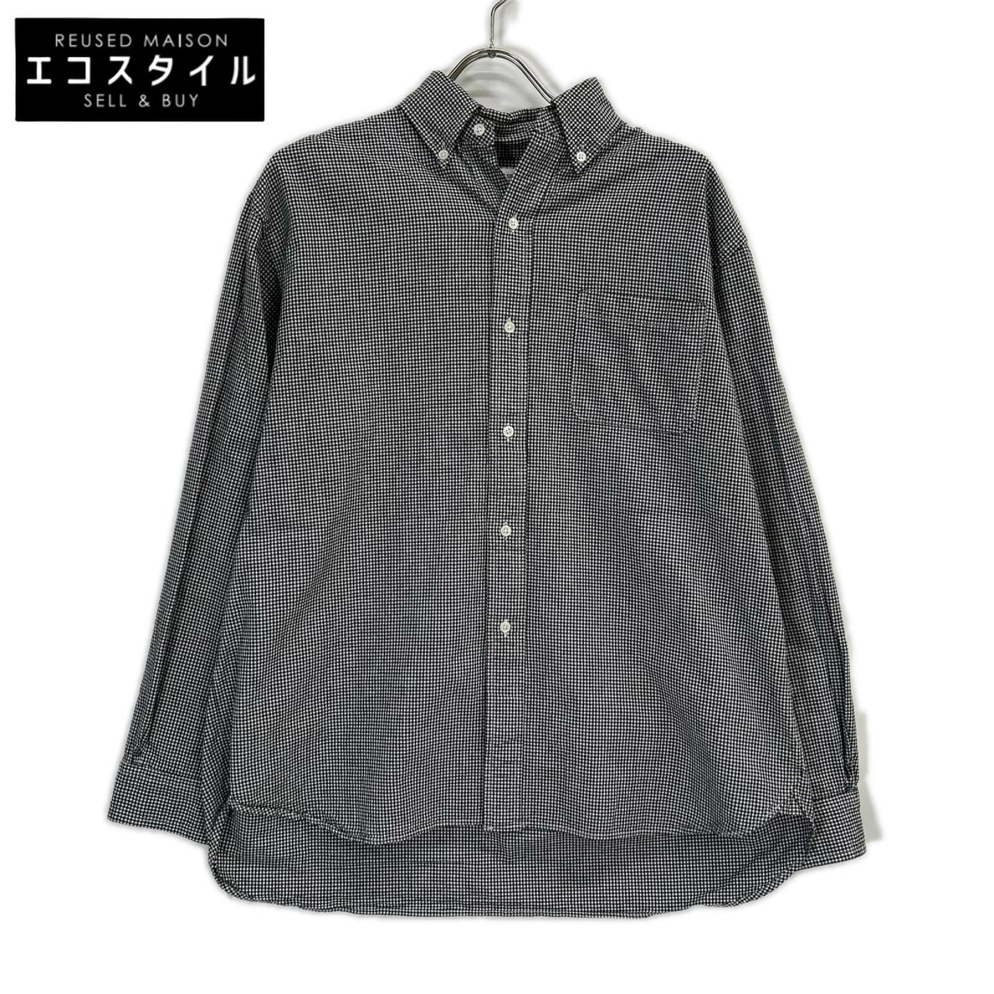 【SAMMLER SHIRT MAKERS ザムラーシャツメーカーズ】110-572-02 ブラック×ホワイト コットン ギンガムチェックボタンダウンシャツ トップス