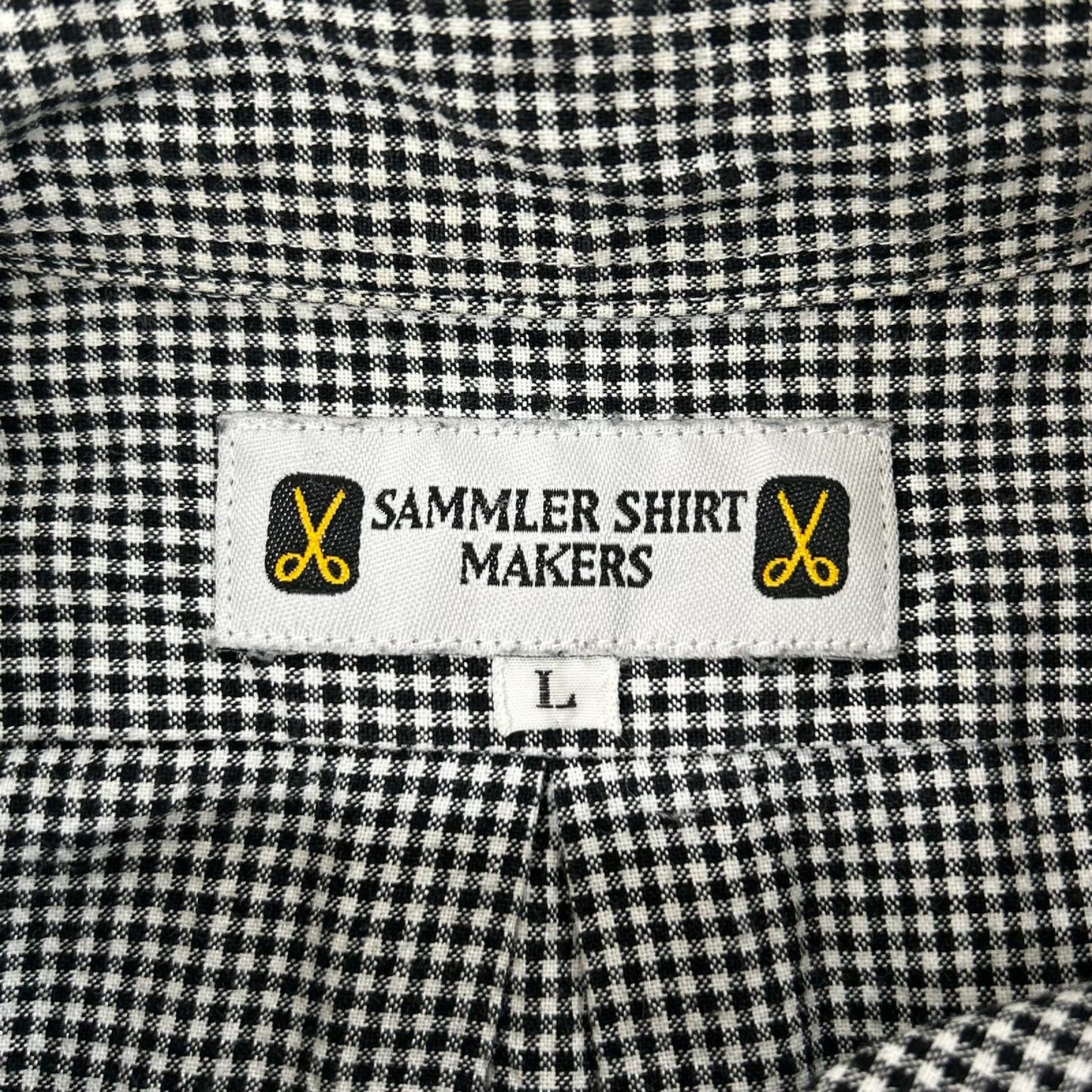 【SAMMLER SHIRT MAKERS ザムラーシャツメーカーズ】110-572-02 ブラック×ホワイト コットン ギンガムチェックボタンダウンシャツ トップス