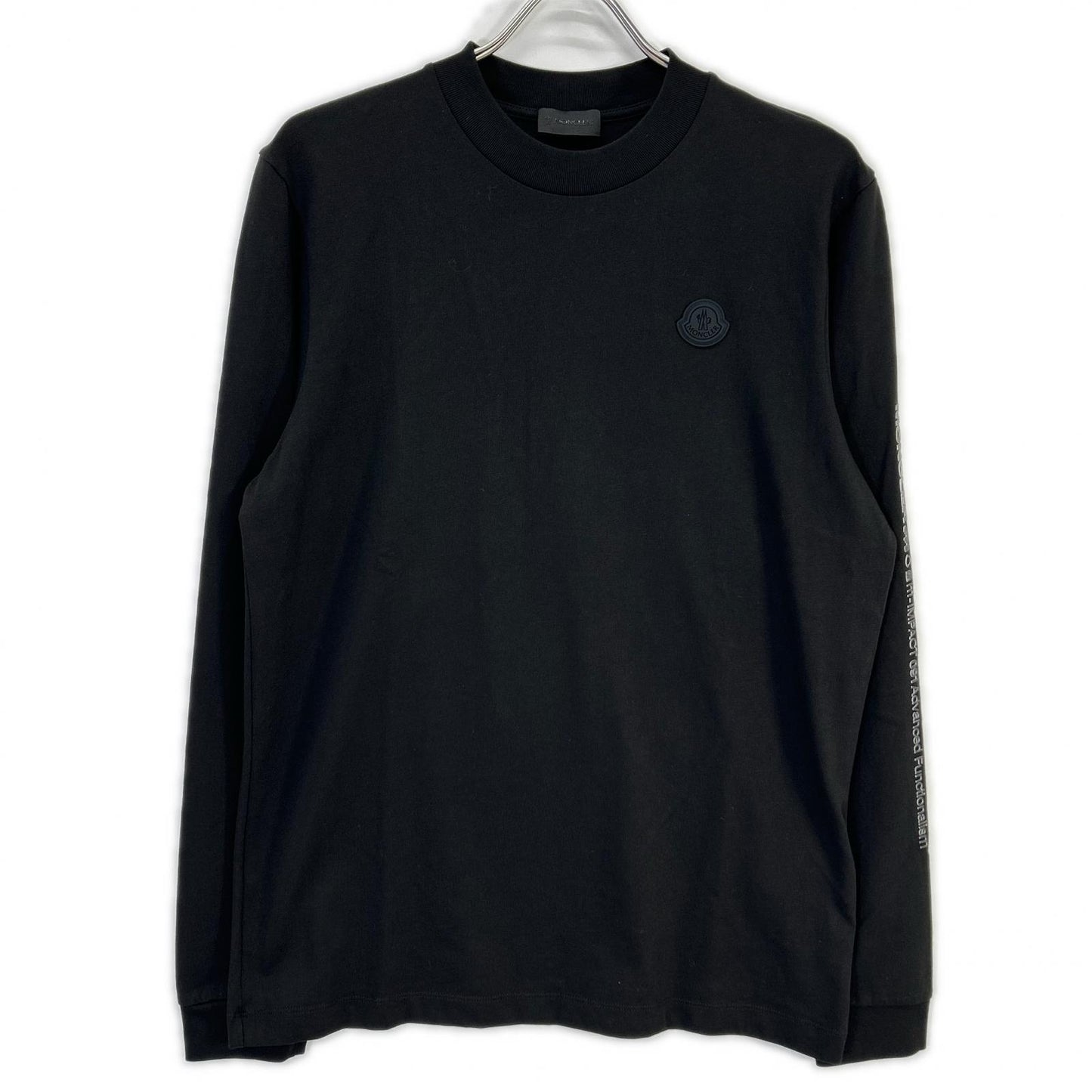 MONCLER モンクレール 22年製 ブラック MAGLIA MANICA LUNGA ラバーロゴロングスリーブカットソー トップス
