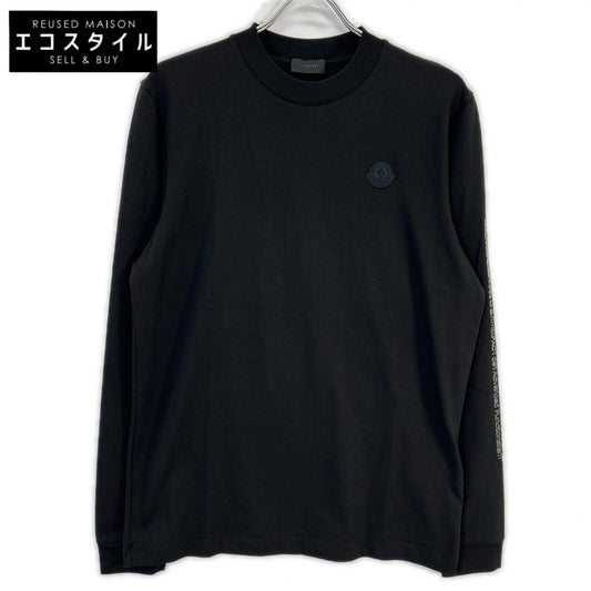 MONCLER モンクレール 22年製 ブラック MAGLIA MANICA LUNGA ラバーロゴロングスリーブカットソー トップス