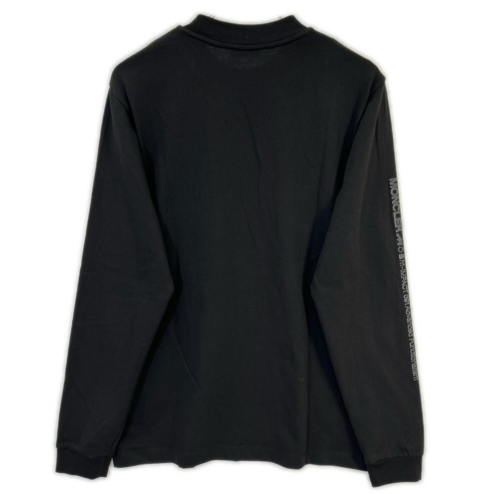 MONCLER モンクレール 22年製 ブラック MAGLIA MANICA LUNGA ラバーロゴロングスリーブカットソー トップス