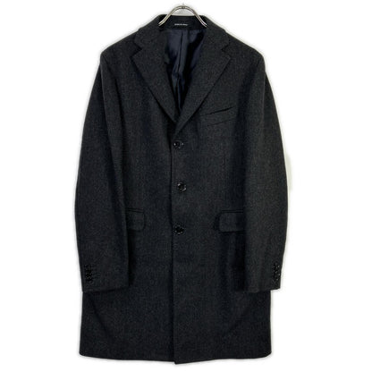 TAGLIATORE Tagliatore CFBM13B Charcoal Herringbone 100% Wool Single-Breasted Chesterfield Coat
