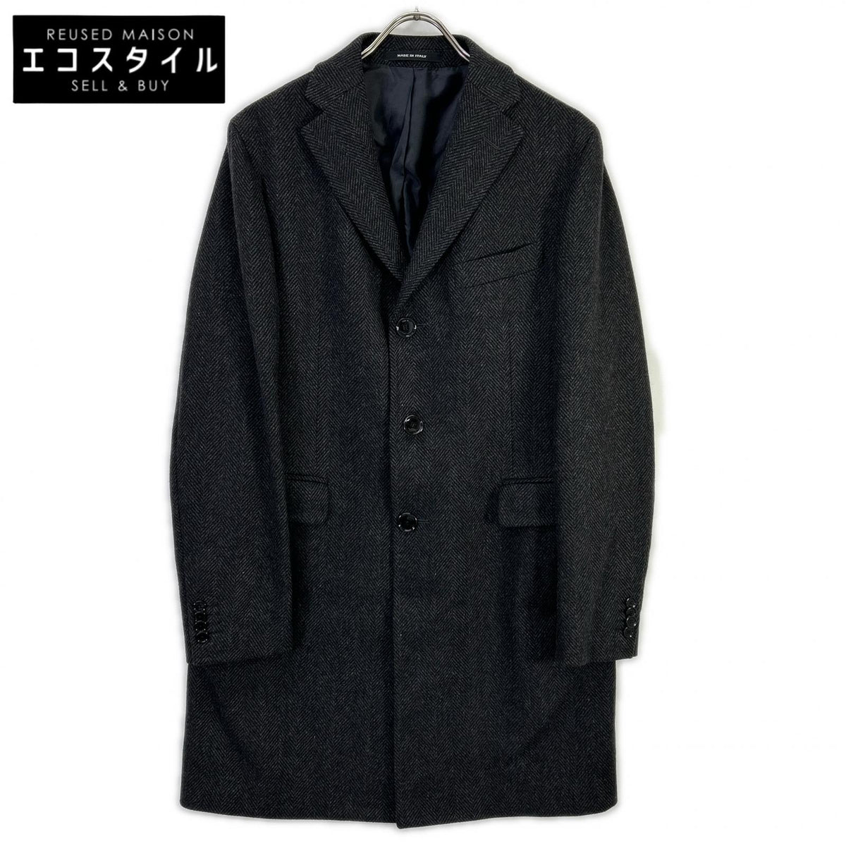 TAGLIATORE タリアトーレ CFBM13B チャコール ヘリンボーン ウール100 シングルブレスト チェスターコート コート