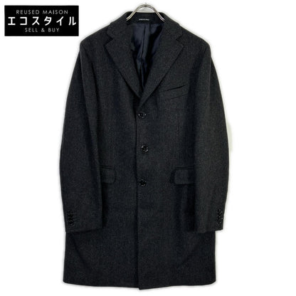 TAGLIATORE Tagliatore CFBM13B Charcoal Herringbone 100% Wool Single-Breasted Chesterfield Coat
