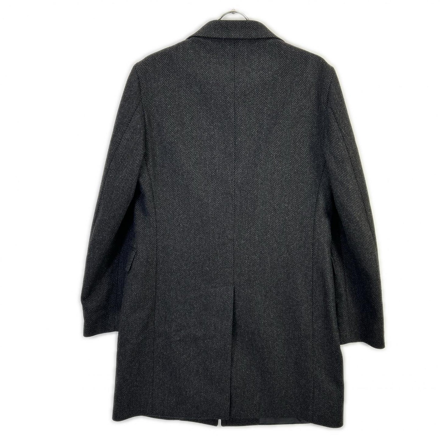 TAGLIATORE Tagliatore CFBM13B Charcoal Herringbone 100% Wool Single-Breasted Chesterfield Coat
