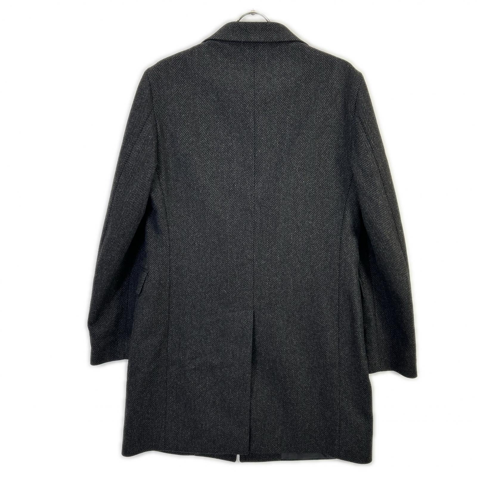 TAGLIATORE Tagliatore CFBM13B Charcoal Herringbone 100% Wool Single-Breasted Chesterfield Coat