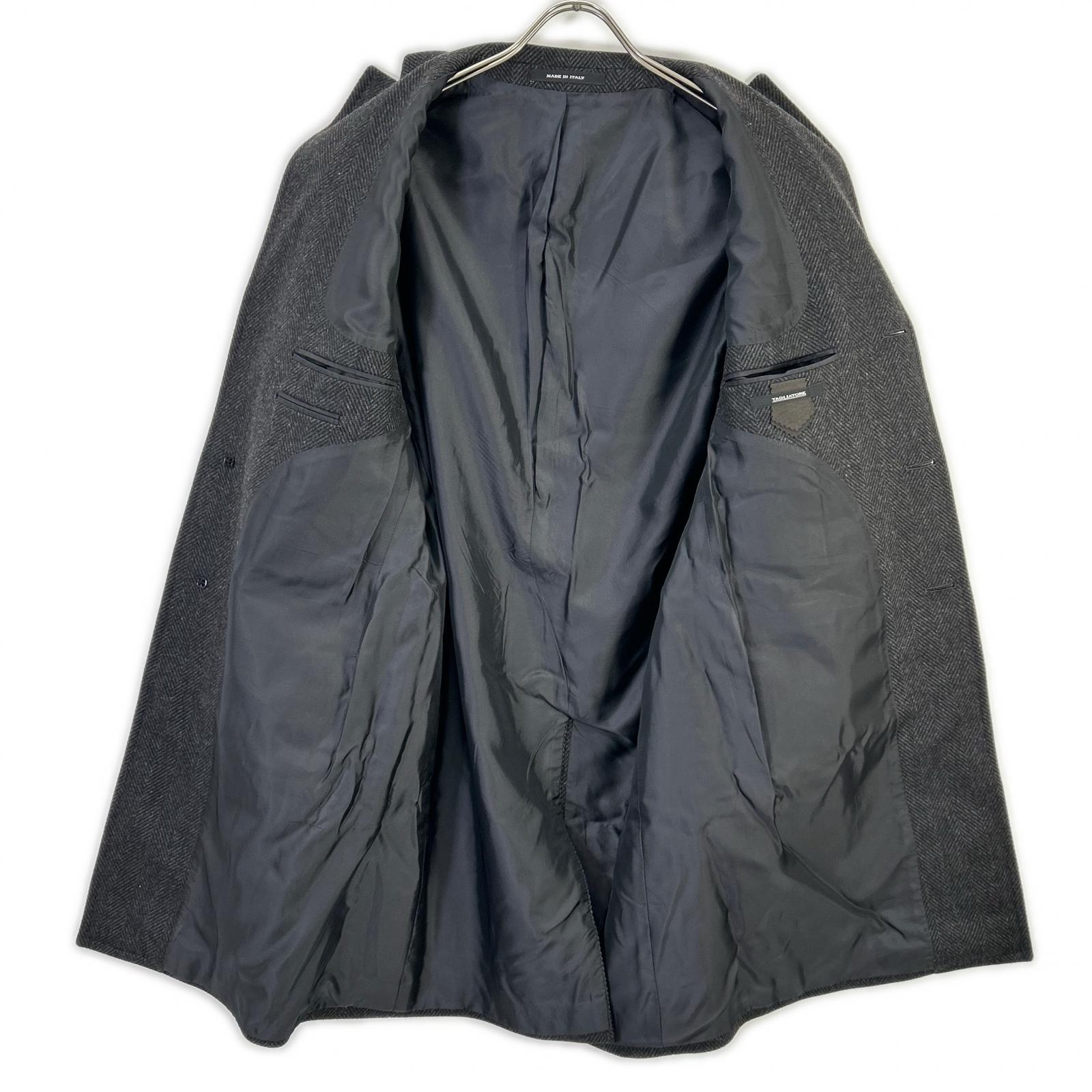 TAGLIATORE Tagliatore CFBM13B Charcoal Herringbone 100% Wool Single-Breasted Chesterfield Coat