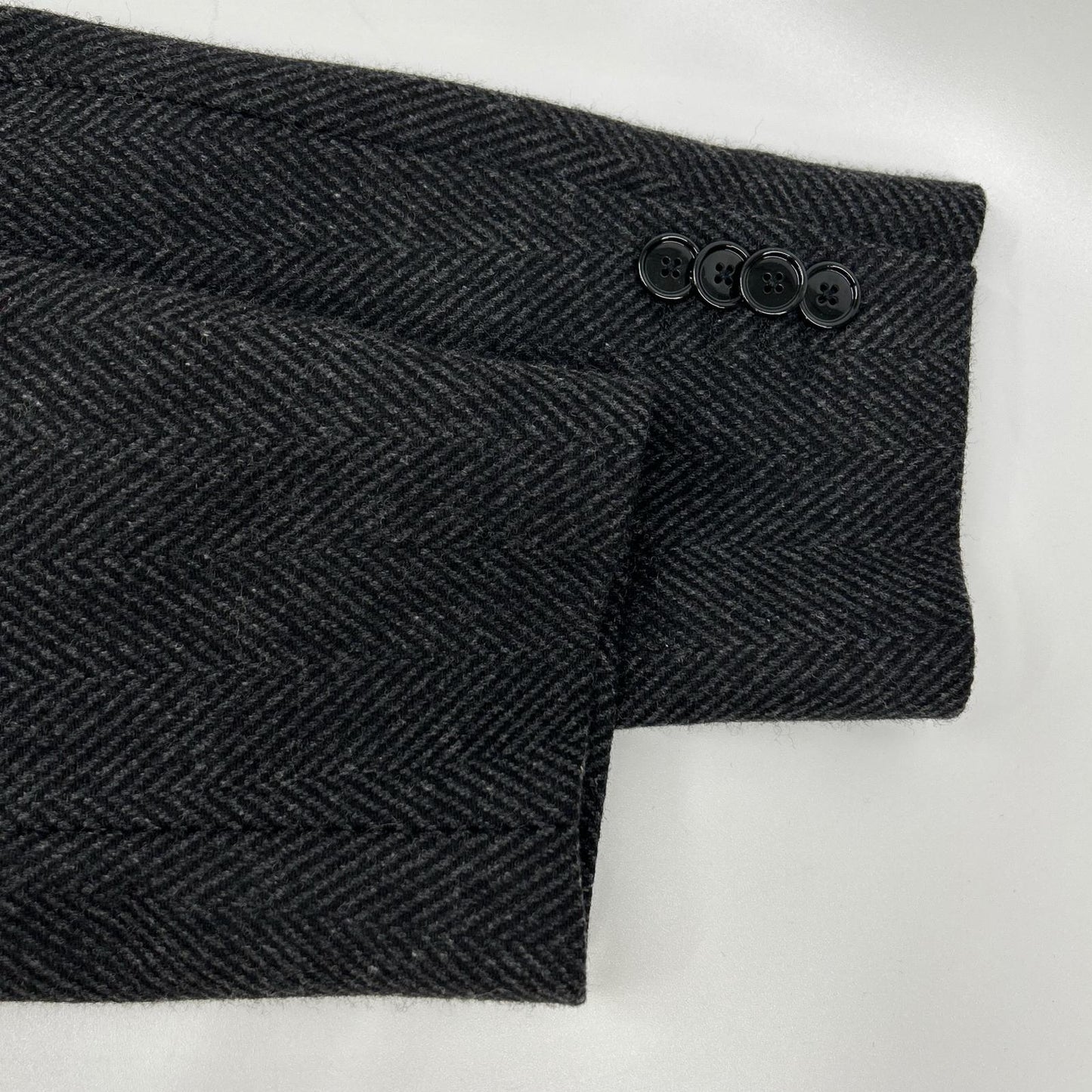 TAGLIATORE Tagliatore CFBM13B Charcoal Herringbone 100% Wool Single-Breasted Chesterfield Coat