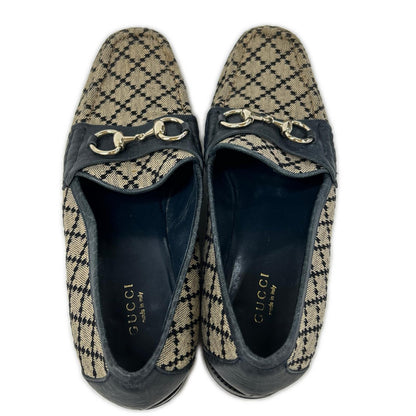 GUCCI グッチ GGキャンバスｘレザー ホースビット ローファー シューズ