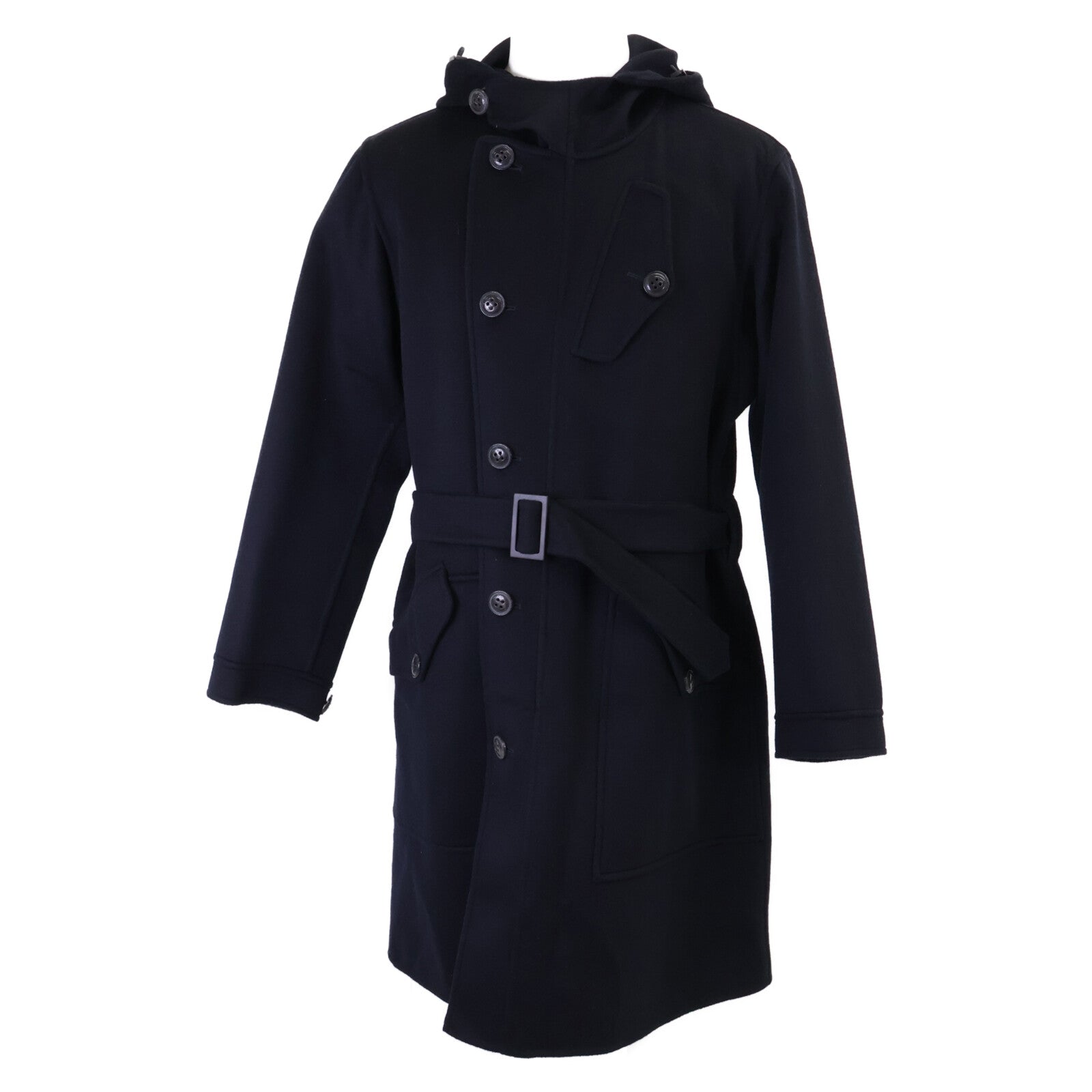 GIORGIOARMANI ジョルジオアルマーニ 【新品同様/国内正規】CC0628 カシミヤ100％ ベルト付 ジップアップ フーディ コート