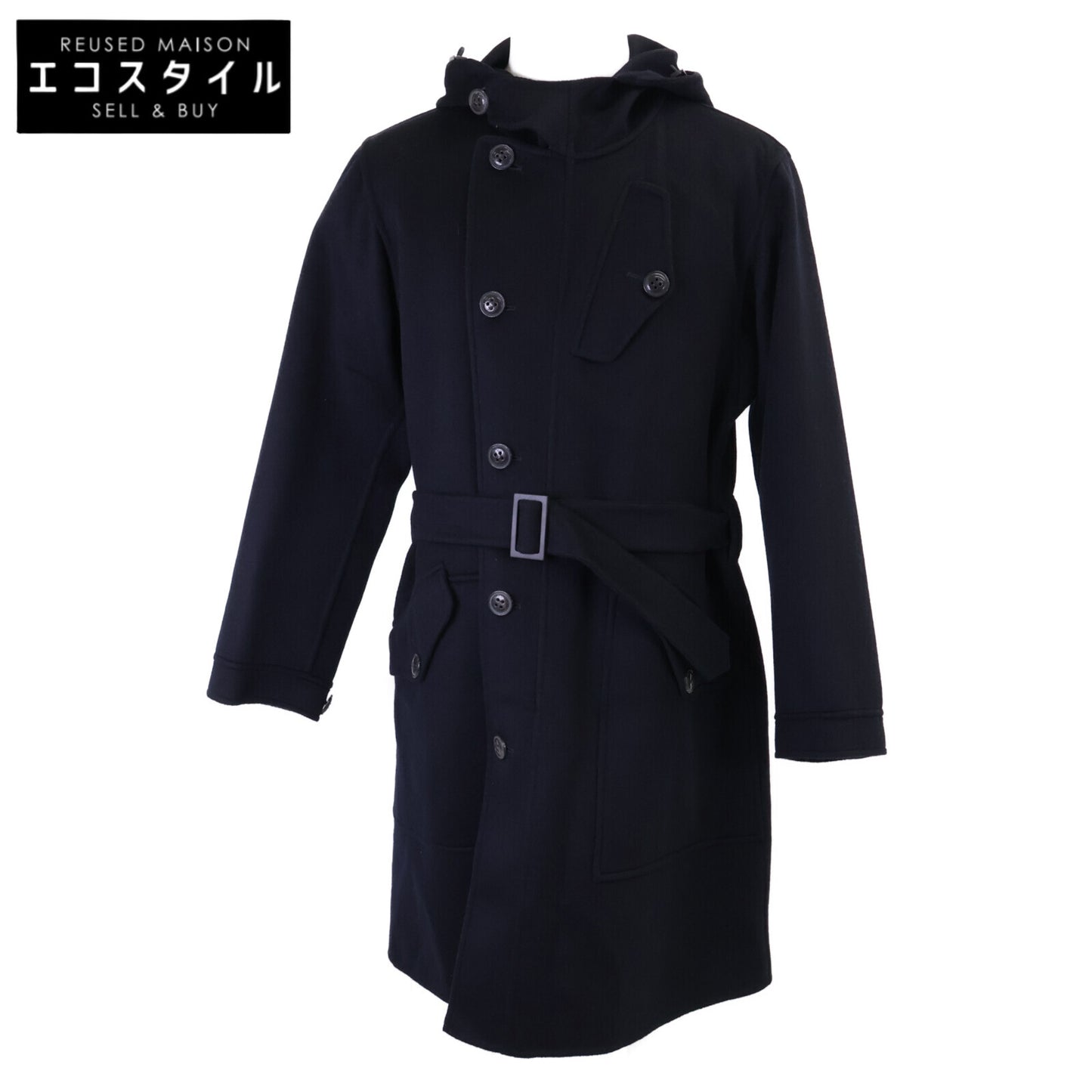 GIORGIOARMANI ジョルジオアルマーニ 【新品同様/国内正規】CC0628 カシミヤ100％ ベルト付 ジップアップ フーディ コート