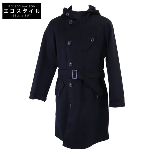 GIORGIOARMANI ジョルジオアルマーニ 【新品同様/国内正規】CC0628 カシミヤ100％ ベルト付 ジップアップ フーディ コート