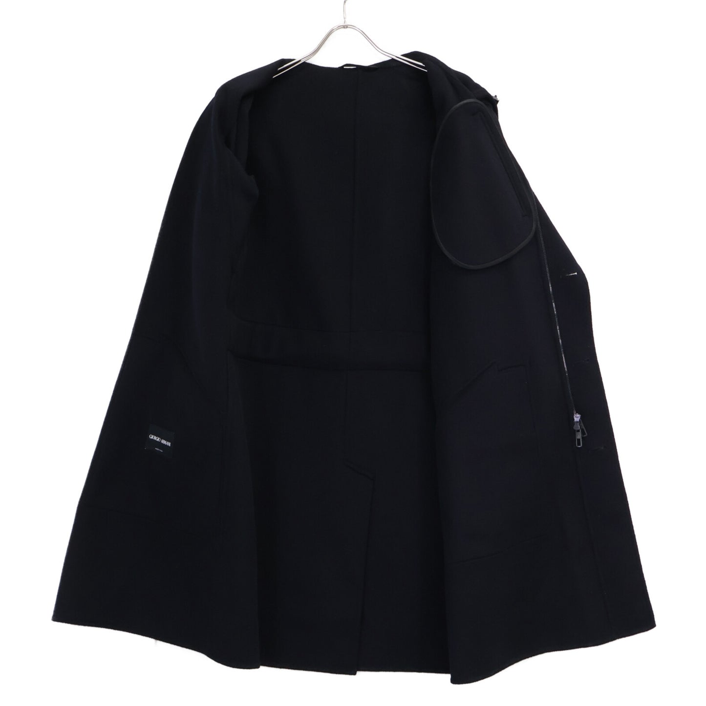 GIORGIOARMANI ジョルジオアルマーニ 【新品同様/国内正規】CC0628 カシミヤ100％ ベルト付 ジップアップ フーディ コート
