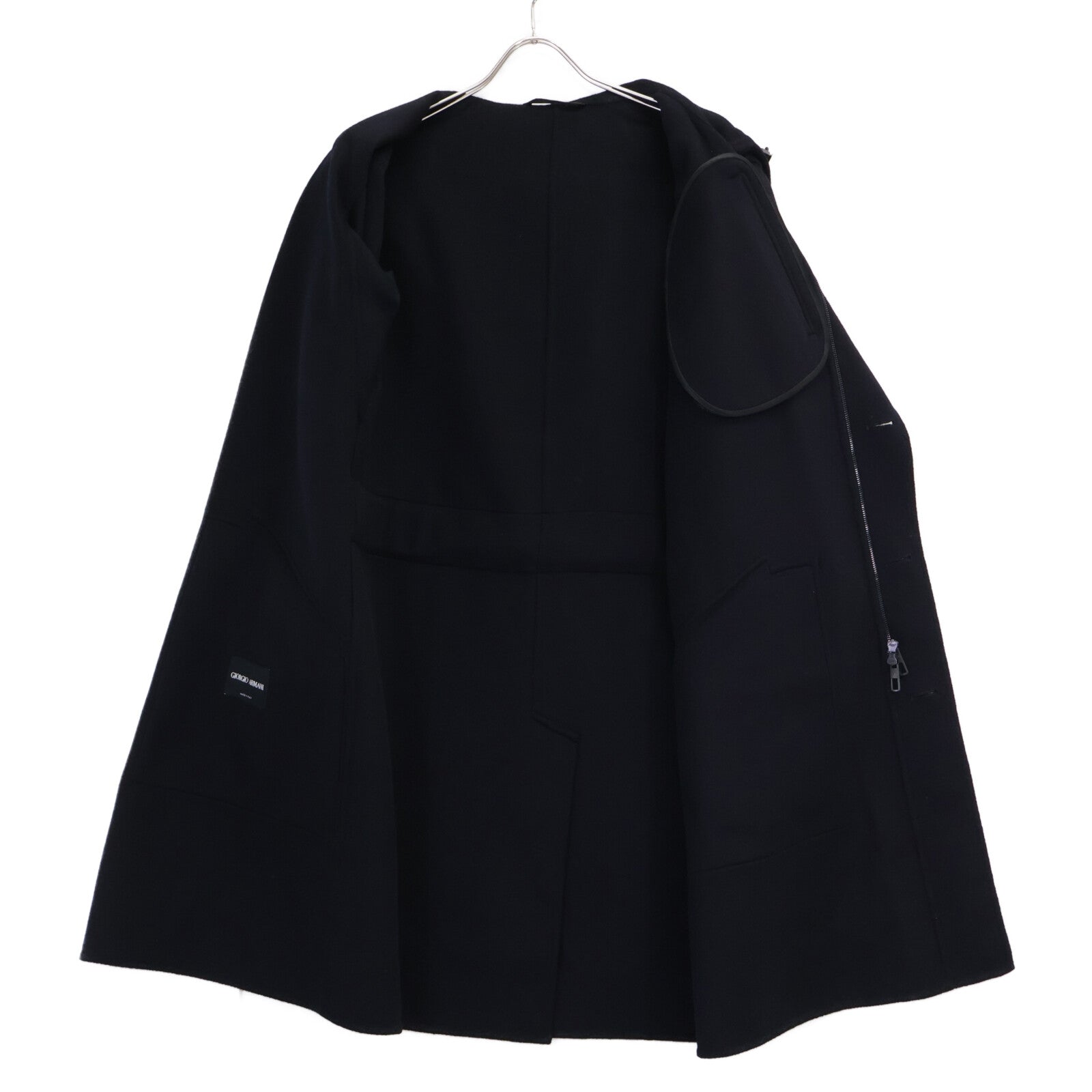 GIORGIOARMANI ジョルジオアルマーニ 【新品同様/国内正規】CC0628 カシミヤ100％ ベルト付 ジップアップ フーディ コート