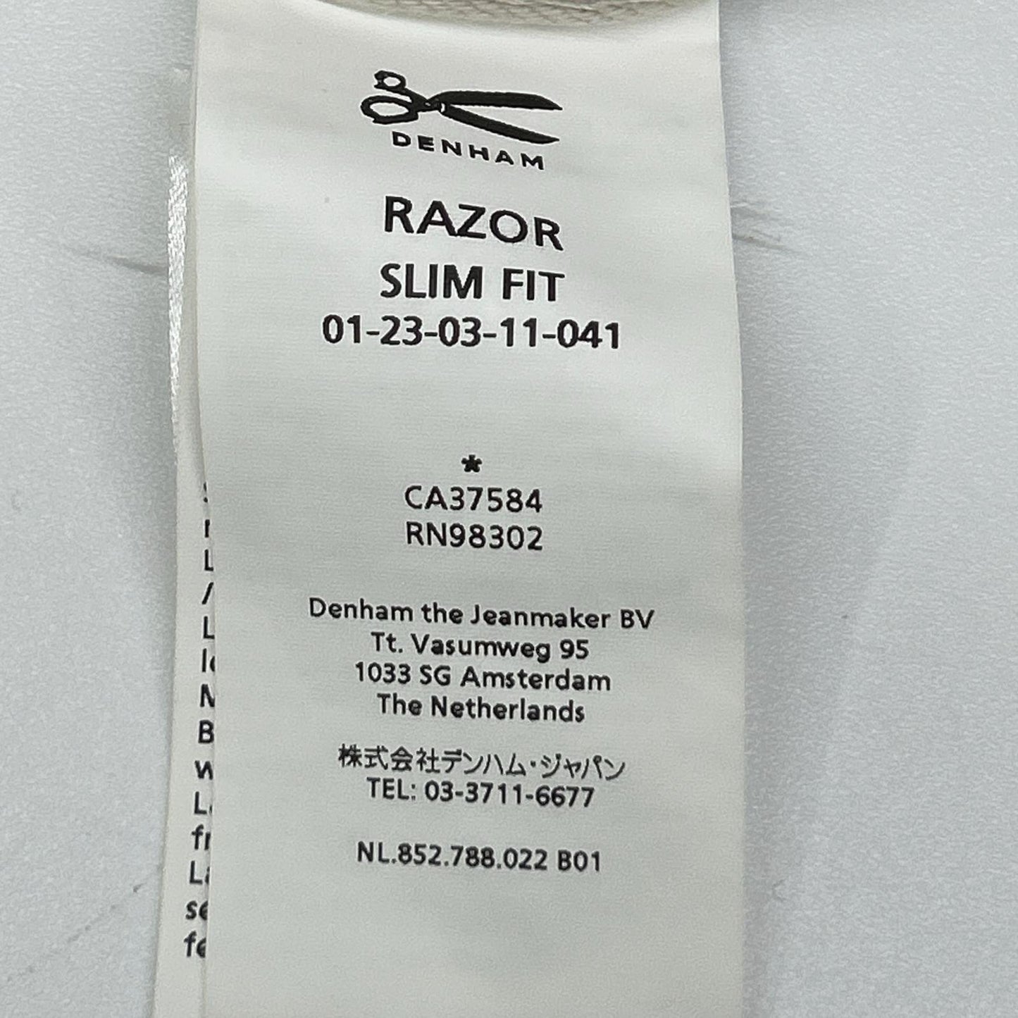 DENHAM デンハム 01-23-03-11-041 RAZOR アイボリー コットン スリムフィット ボタンフライデニムパンツ ボトムス