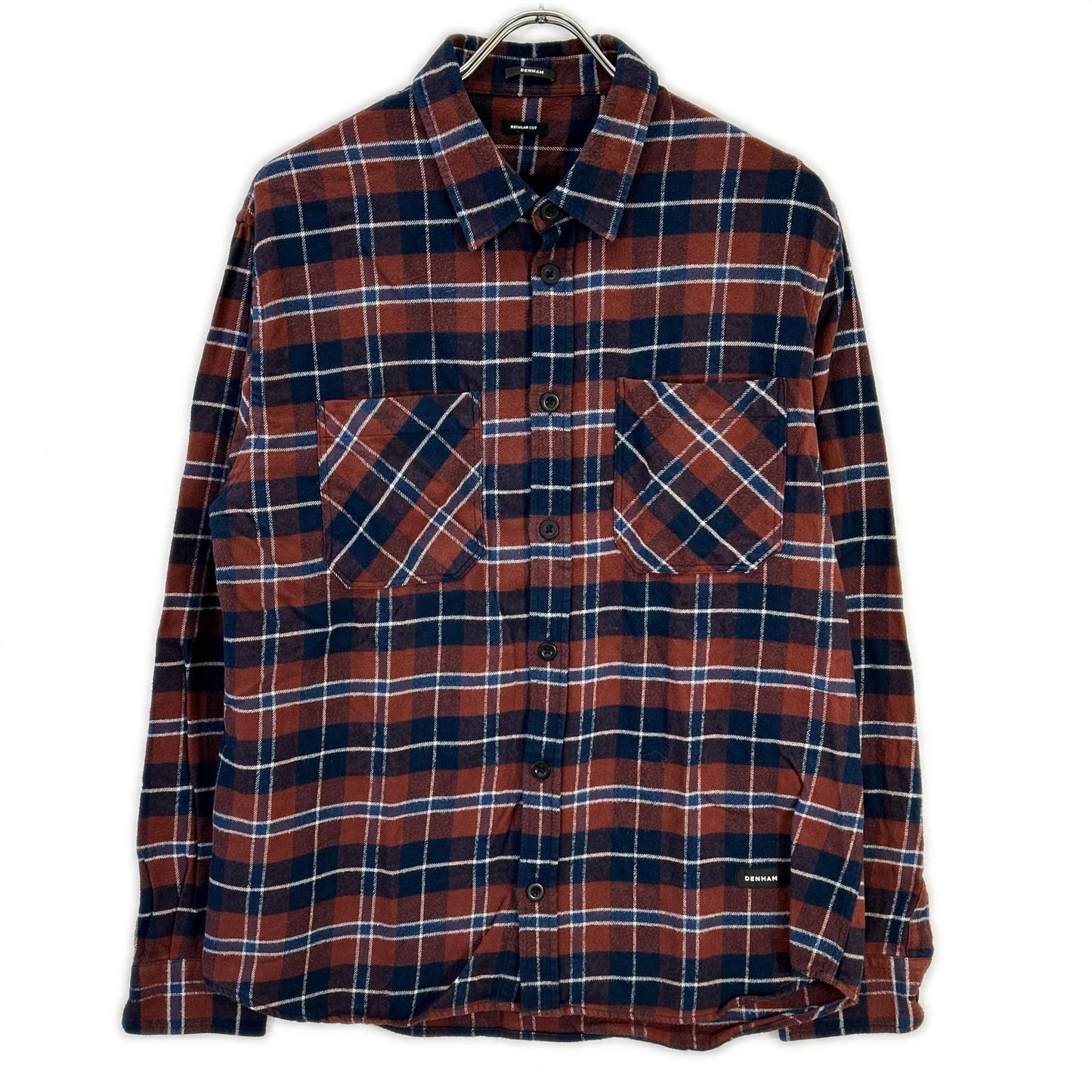 DENHAM デンハム 01-22-10-40-022 ブラウン×ネイビー コットン ロングスリーブチェックネルシャツ トップス