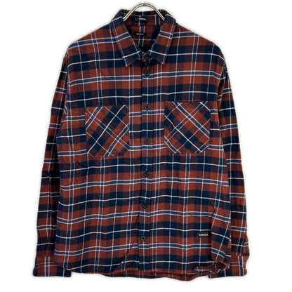 DENHAM デンハム 01-22-10-40-022 ブラウン×ネイビー コットン ロングスリーブチェックネルシャツ トップス