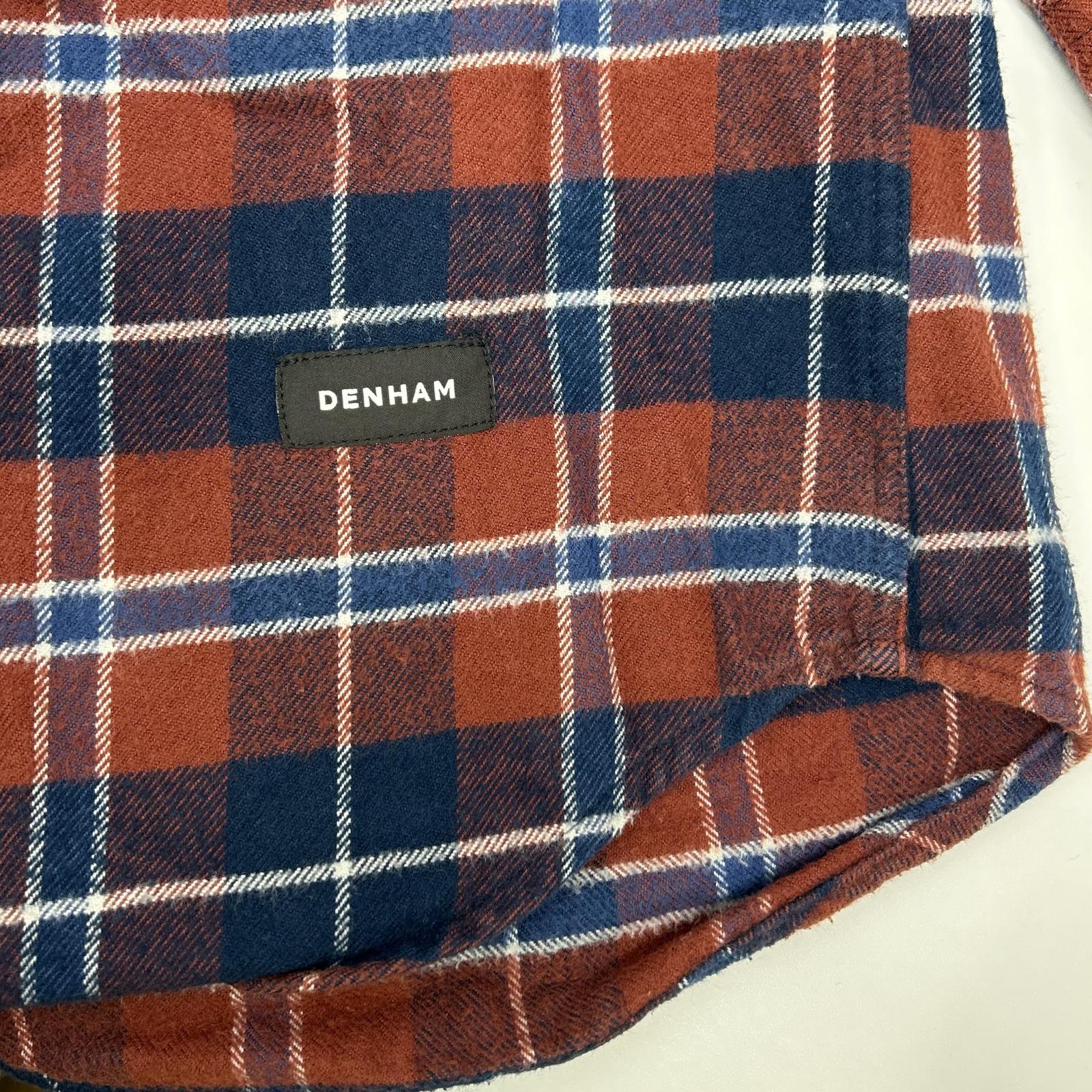 DENHAM デンハム 01-22-10-40-022 ブラウン×ネイビー コットン ロングスリーブチェックネルシャツ トップス
