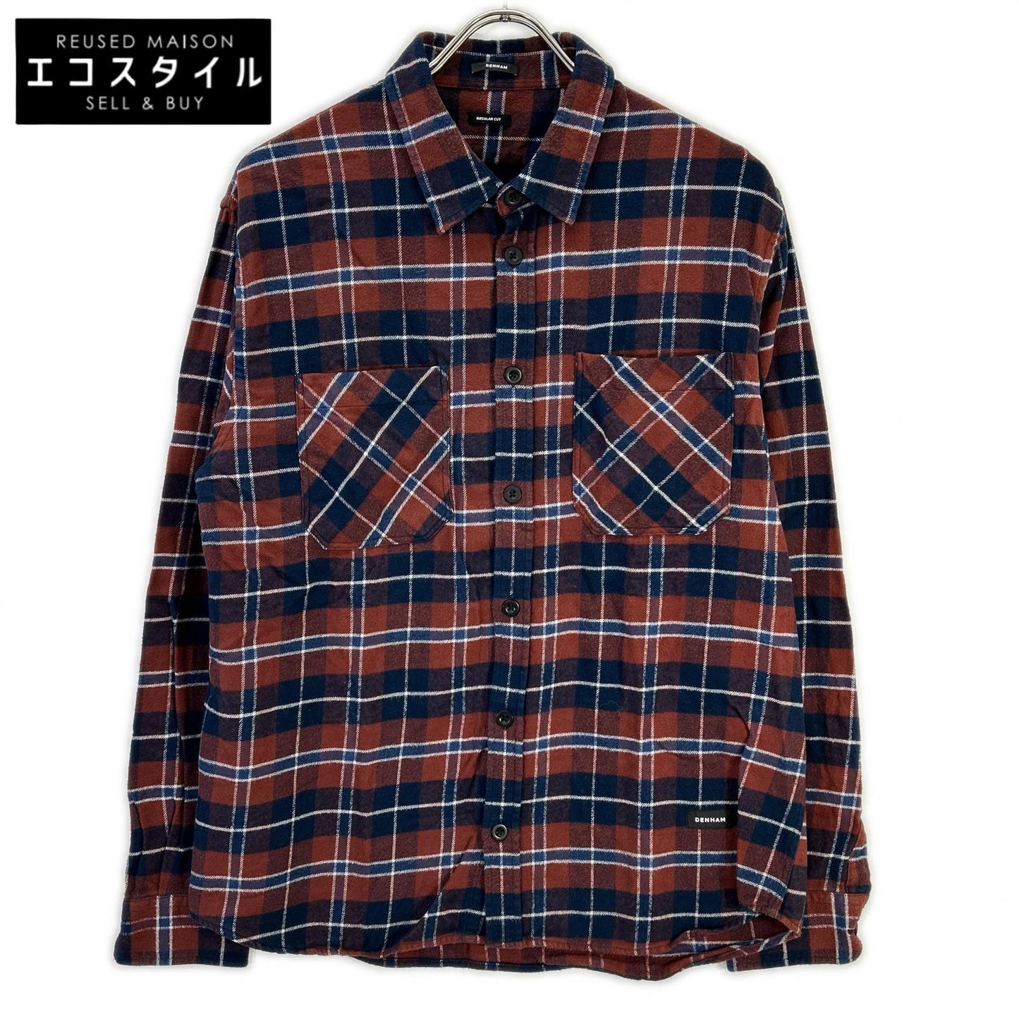 DENHAM デンハム 01-22-10-40-022 ブラウン×ネイビー コットン ロングスリーブチェックネルシャツ トップス