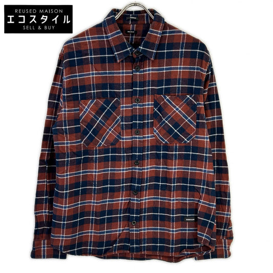 DENHAM デンハム 01-22-10-40-022 ブラウン×ネイビー コットン ロングスリーブチェックネルシャツ トップス