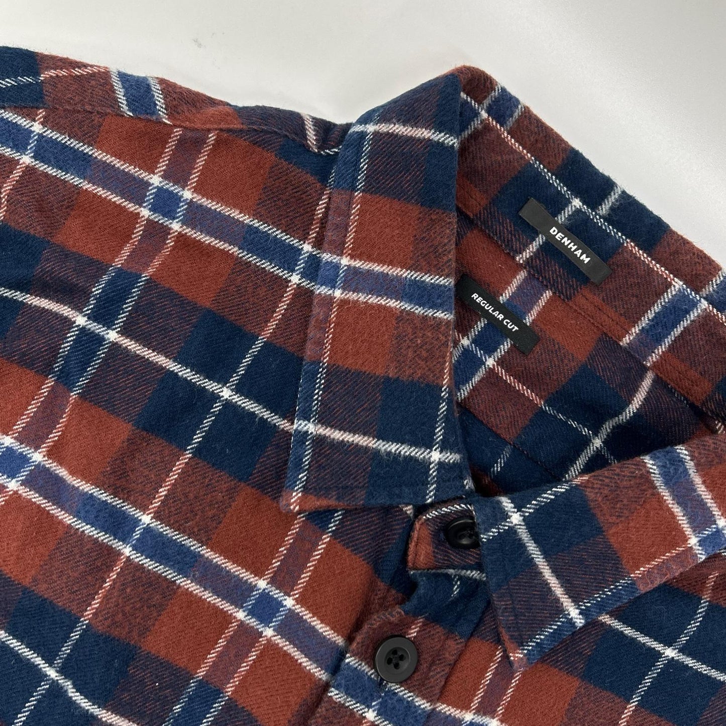 DENHAM デンハム 01-22-10-40-022 ブラウン×ネイビー コットン ロングスリーブチェックネルシャツ トップス