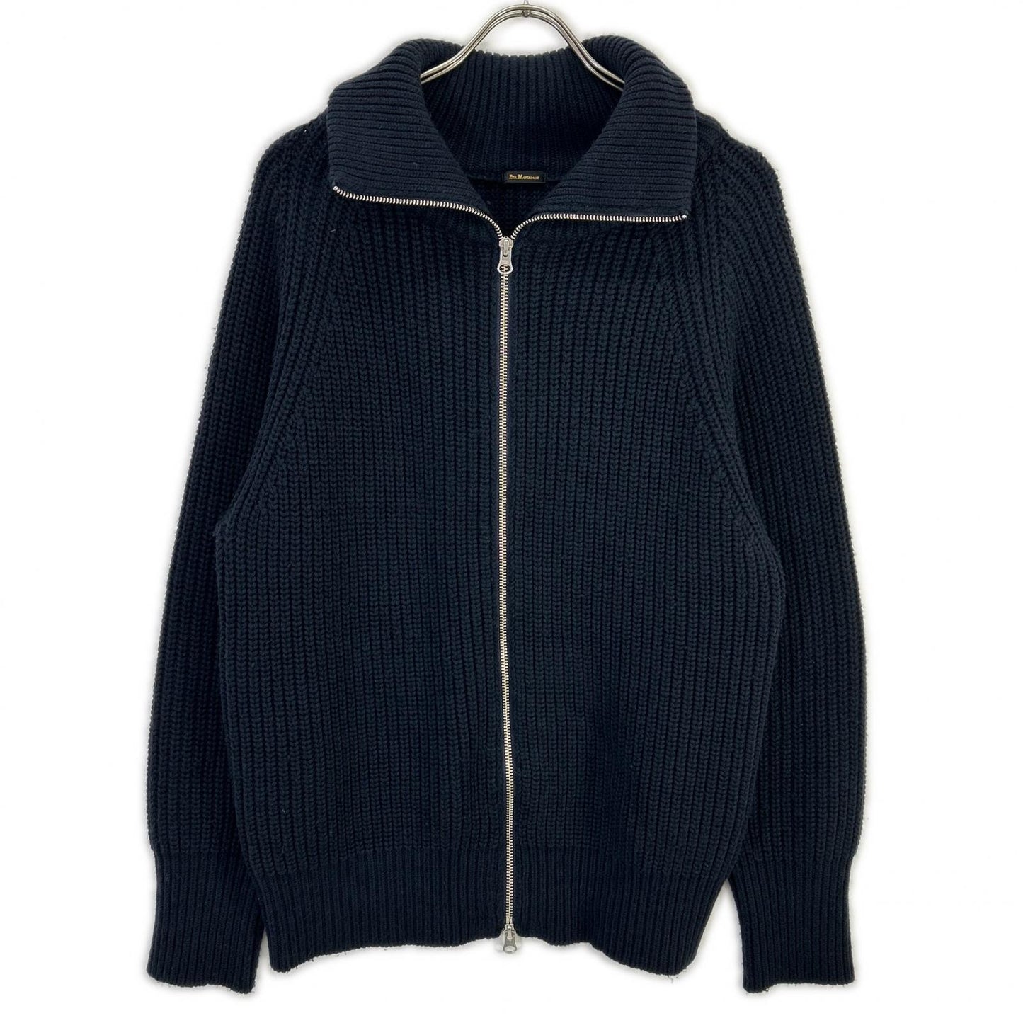 ETS.MATERIAUX マテリオ 24AW 24-080-300-9810 ネイビー ウール混 W-ZIP ドライバーズニット ジャケット
