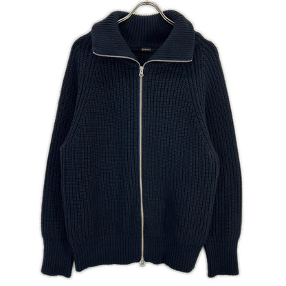 ETS.MATERIAUX マテリオ 24AW 24-080-300-9810 ネイビー ウール混 W-ZIP ドライバーズニット ジャケット