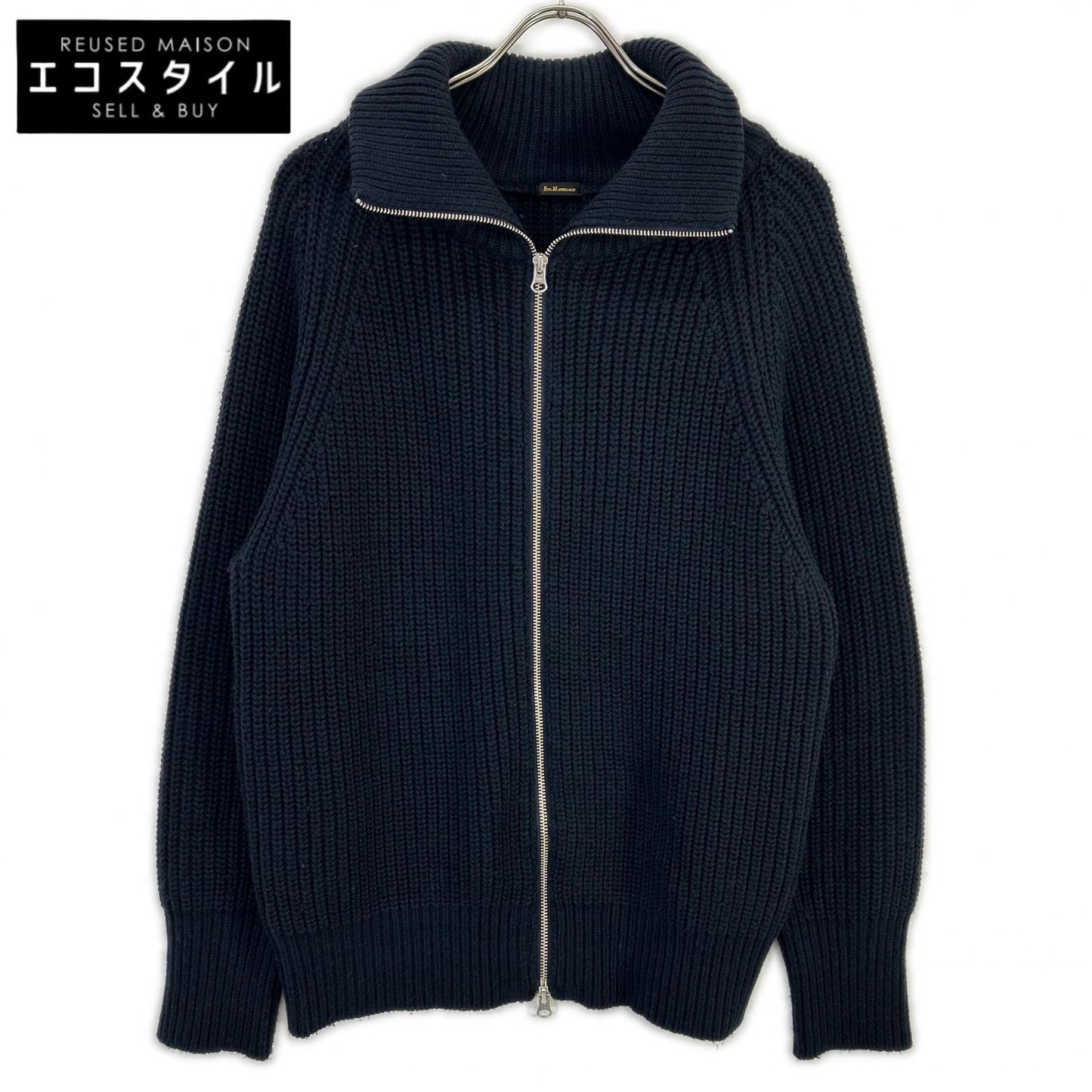 ETS.MATERIAUX マテリオ 24AW 24-080-300-9810 ネイビー ウール混 W-ZIP ドライバーズニット ジャケット
