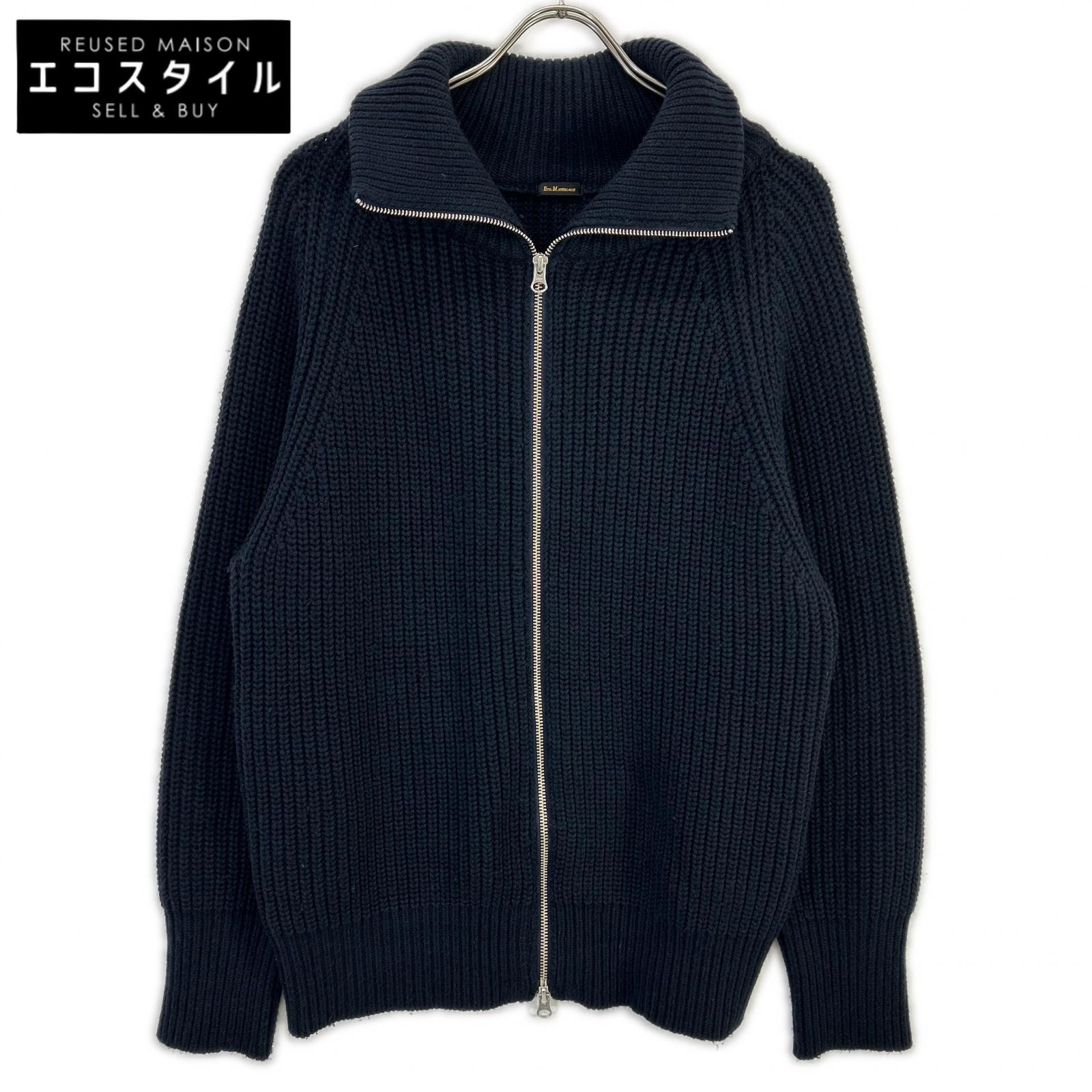 ETS.MATERIAUX マテリオ 24AW 24-080-300-9810 ネイビー ウール混 W-ZIP ドライバーズニット ジャケット