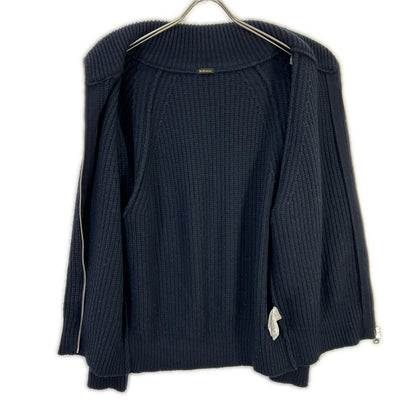 ETS.MATERIAUX マテリオ 24AW 24-080-300-9810 ネイビー ウール混 W-ZIP ドライバーズニット ジャケット