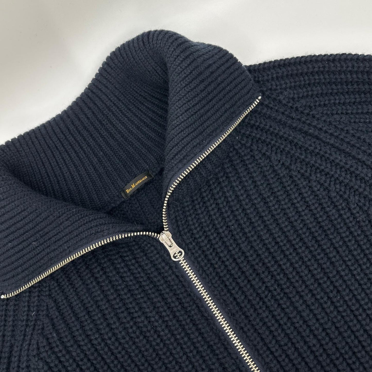 ETS.MATERIAUX マテリオ 24AW 24-080-300-9810 ネイビー ウール混 W-ZIP ドライバーズニット ジャケット