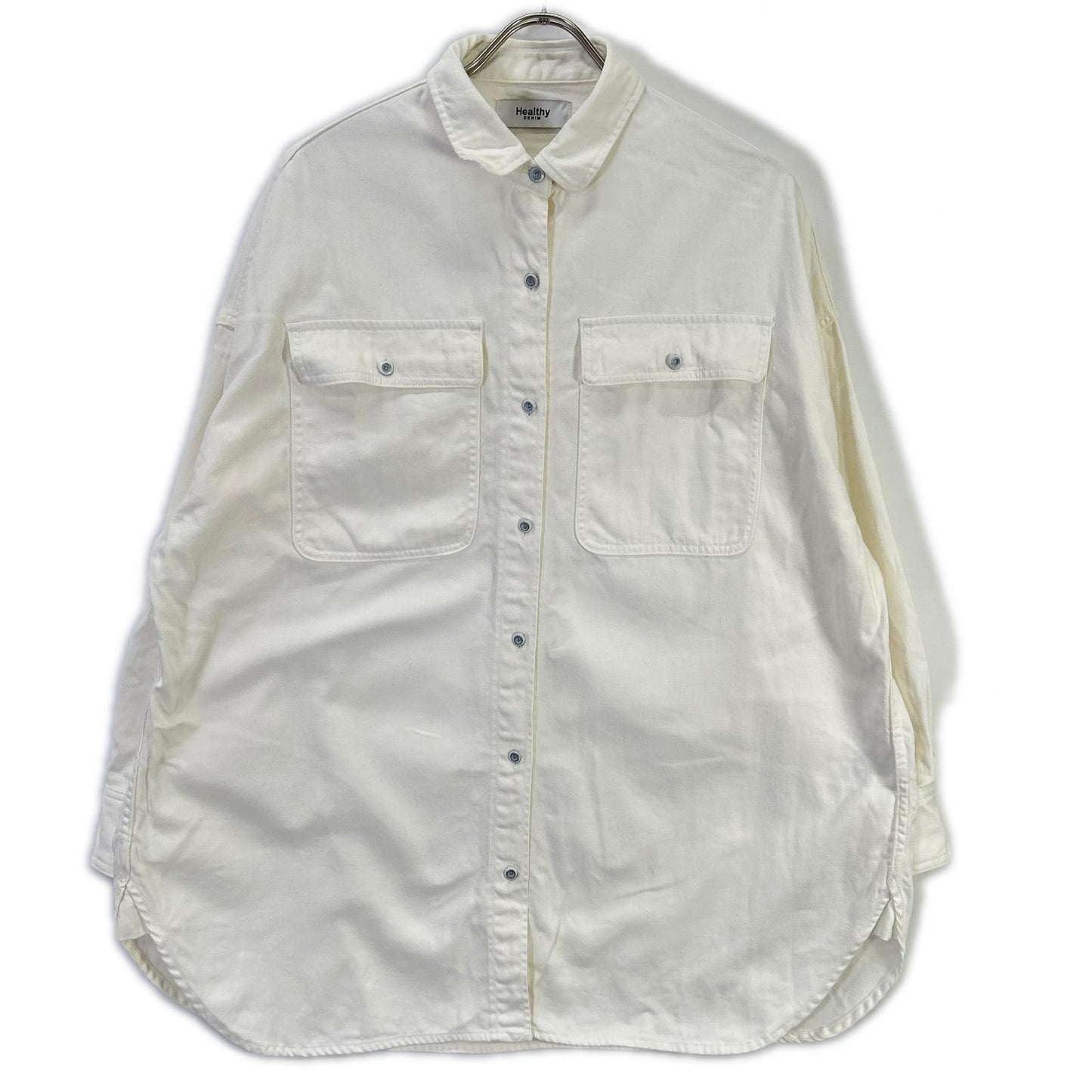 Healthy Denim ヘルシーデニム SLOBE別注 H329620I ホワイト コットン Almond スーパービッグデニムシャツ トップス