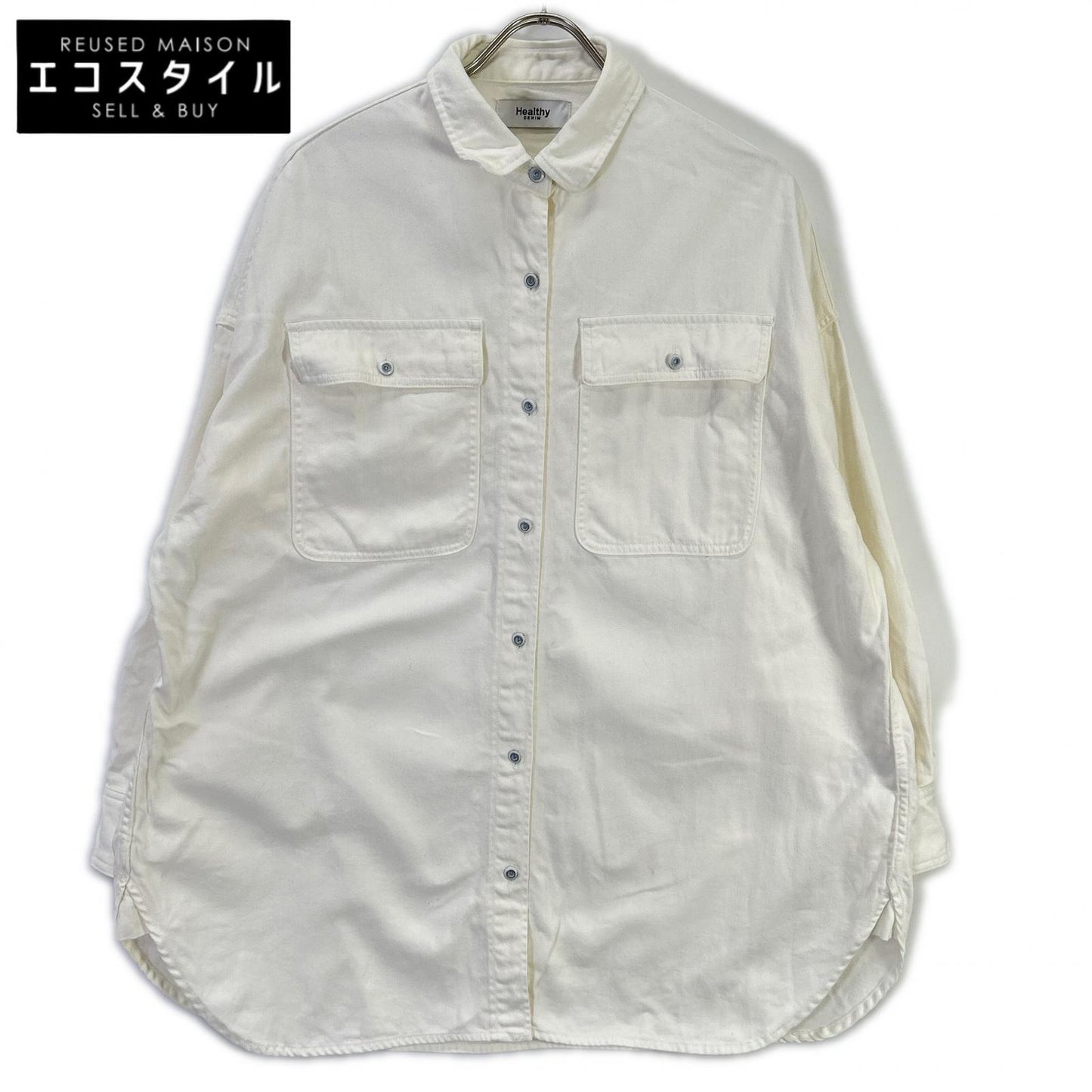Healthy Denim ヘルシーデニム SLOBE別注 H329620I ホワイト コットン Almond スーパービッグデニムシャツ トップス