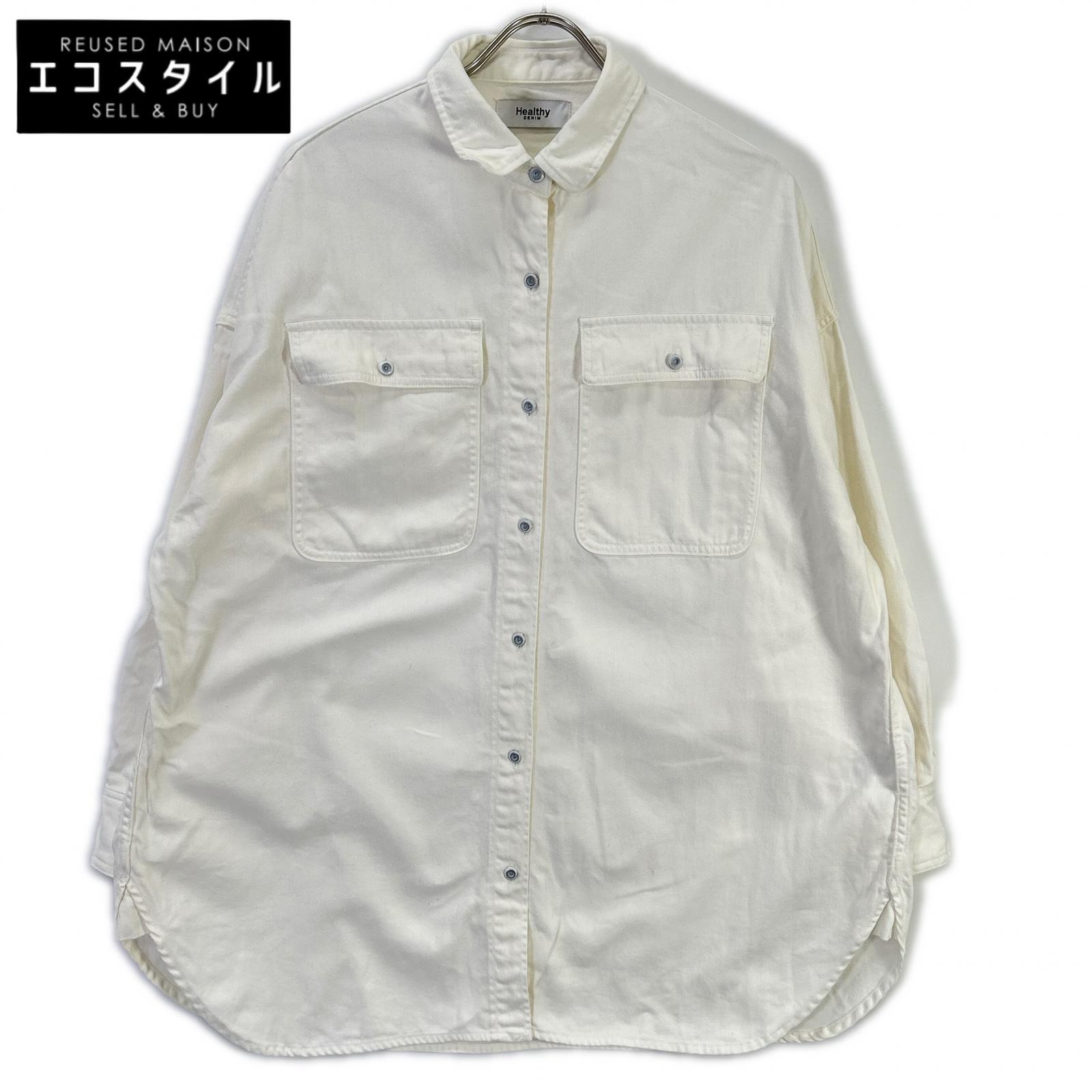 Healthy Denim ヘルシーデニム SLOBE別注 H329620I ホワイト コットン Almond スーパービッグデニムシャツ トップス