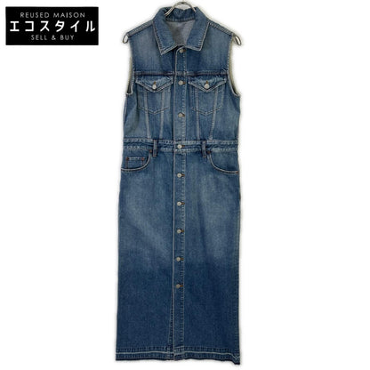 Whim Gazette ウィムガゼット 25SS WGD1051209A0001 インディゴブルー コットン カットオフ フロントボタン ノースリーブデニムワンピース オーバーオール オールインワン