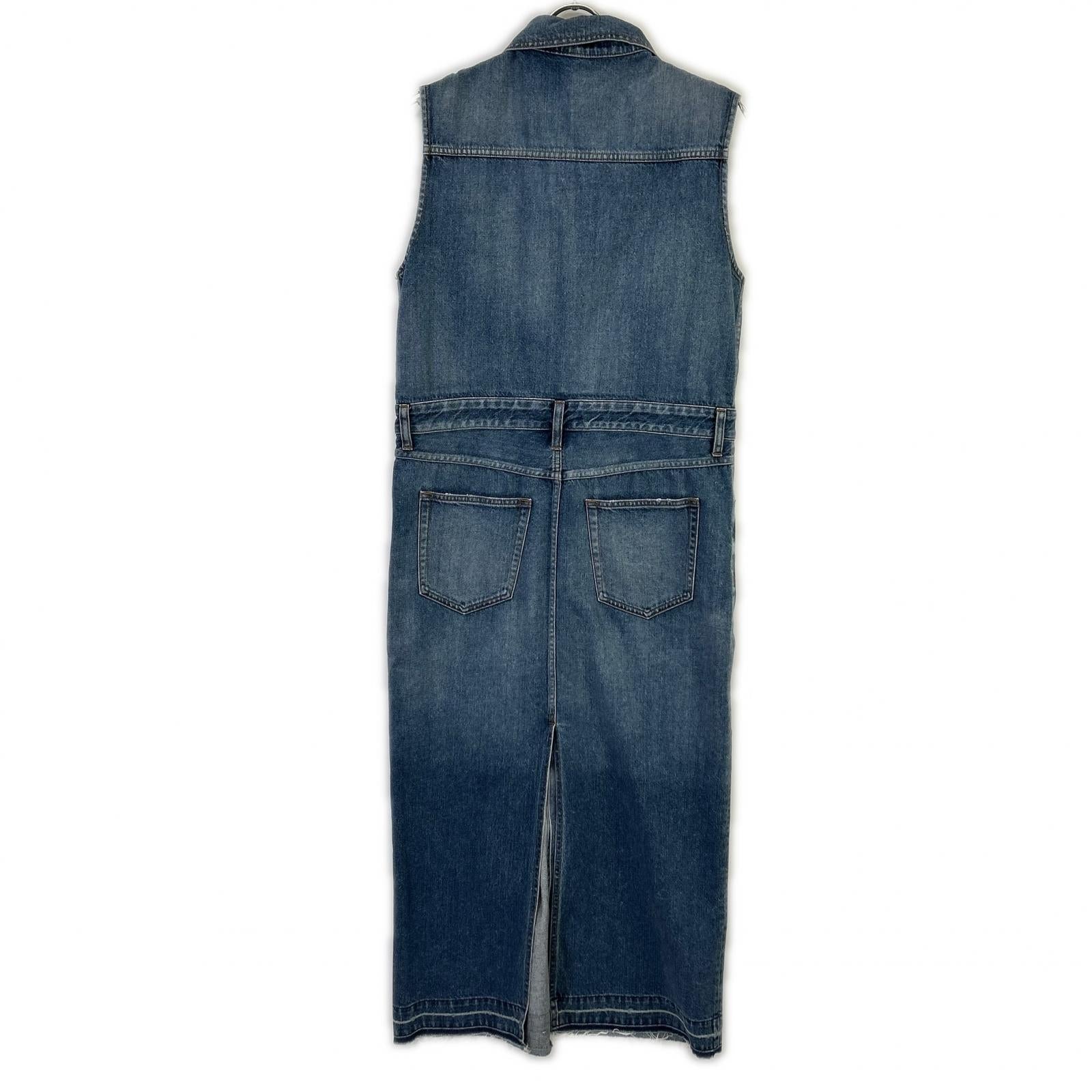 Whim Gazette ウィムガゼット 25SS WGD1051209A0001 インディゴブルー コットン カットオフ フロントボタン ノースリーブデニムワンピース オーバーオール オールインワン