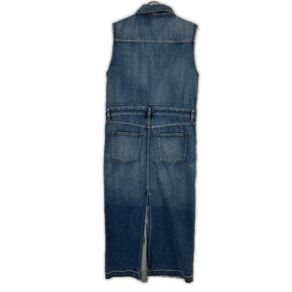 Whim Gazette ウィムガゼット 25SS WGD1051209A0001 インディゴブルー コットン カットオフ フロントボタン ノースリーブデニムワンピース オーバーオール オールインワン