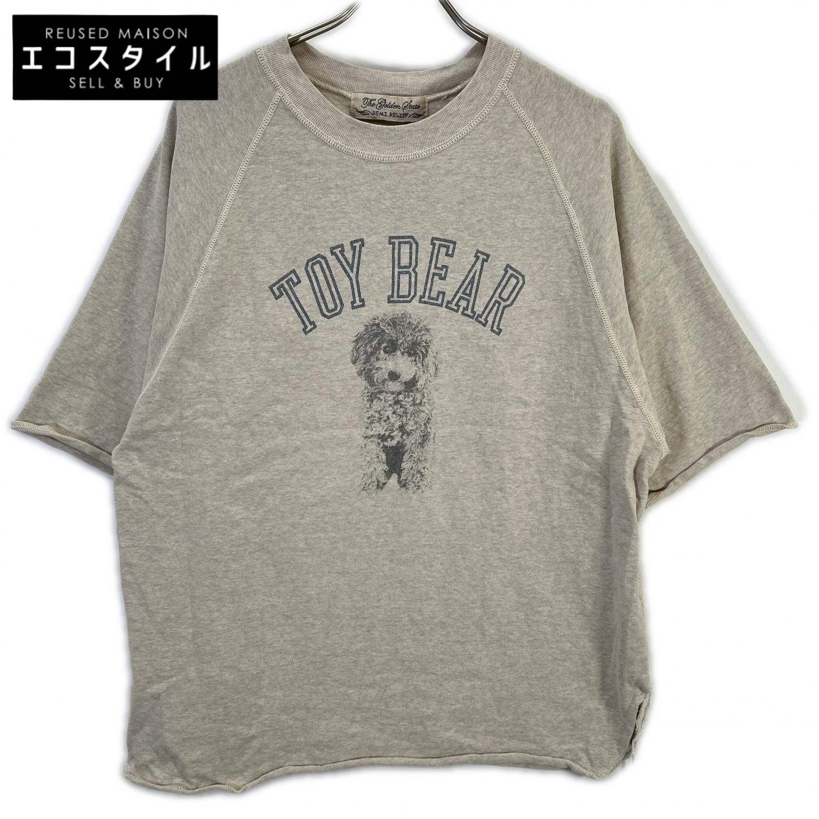 REMI RELIEF レミレリーフ ×HUG O WaR 25SS オートミール/ベージュ コットン TOY BEAR ヴィンテージ加工 天竺ラグランスリーブTシャツ トップス