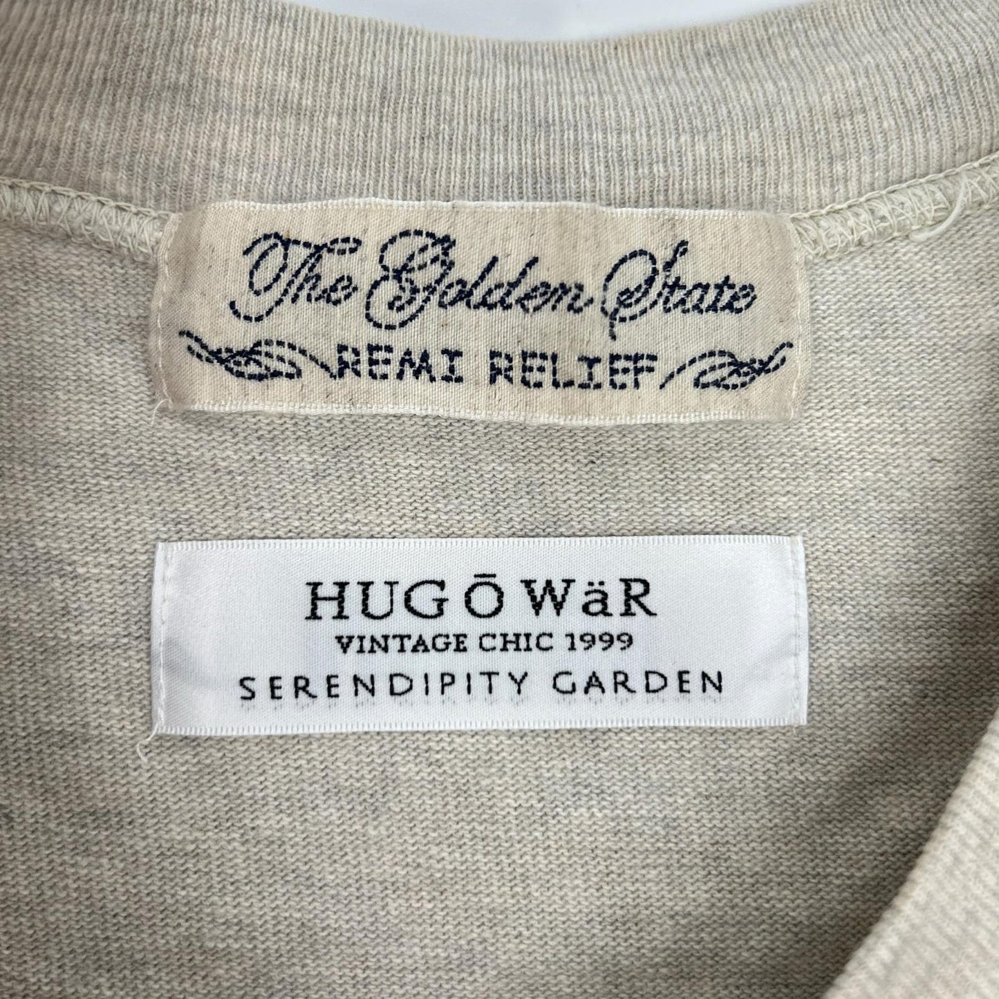 REMI RELIEF レミレリーフ ×HUG O WaR 25SS オートミール/ベージュ コットン TOY BEAR ヴィンテージ加工 天竺ラグランスリーブTシャツ トップス